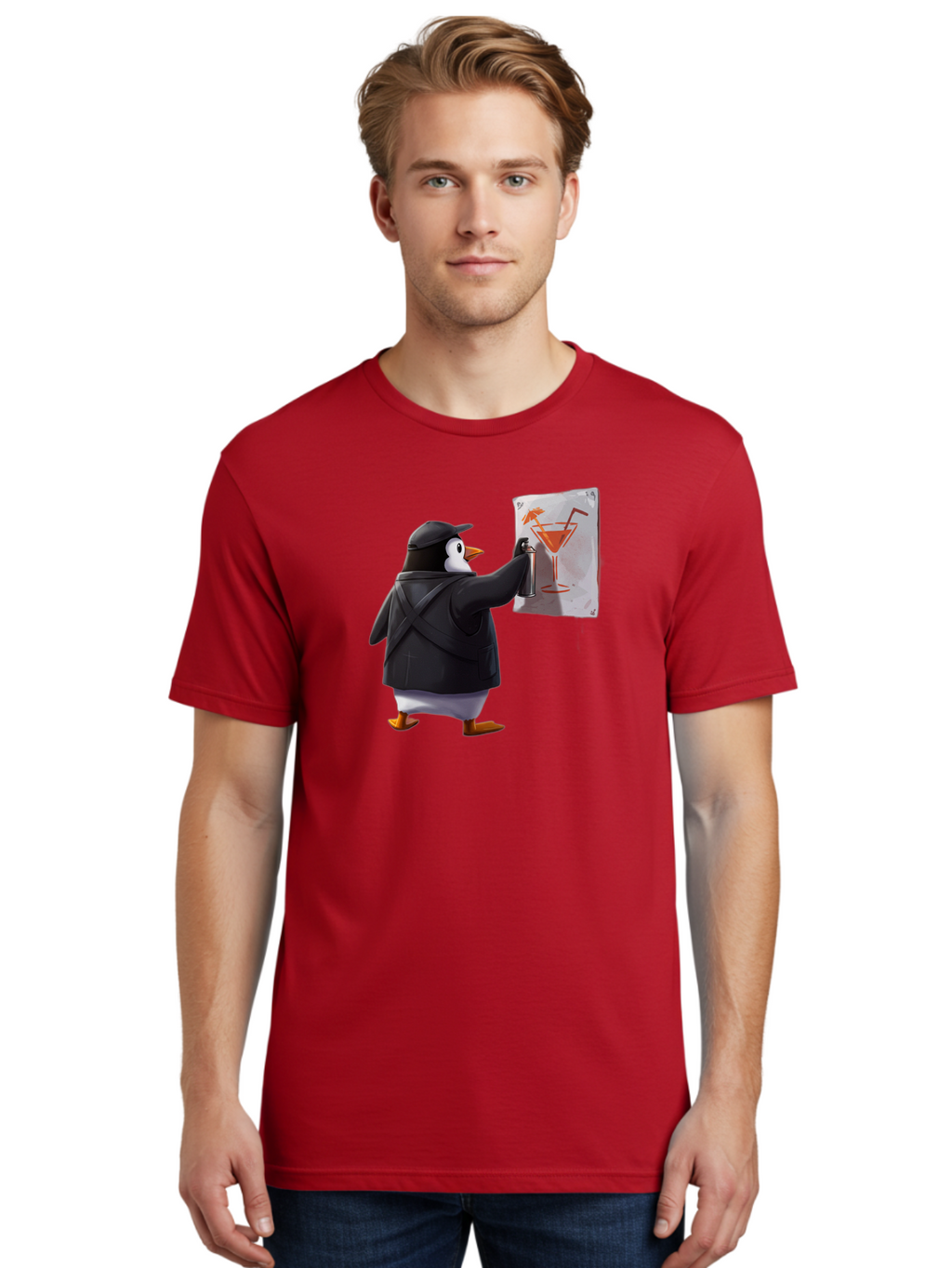 Penguin-Bartender-5 Men'S Graphic Tee, 100% Cotton, Comfortable Casual Summer Wear, Machine Washable, Vintage Camera, Old Camera, Antique Camera, Black Camera, Classic Photography, Photography Equipment, Nostalgic Device, Film Camera, Baf975