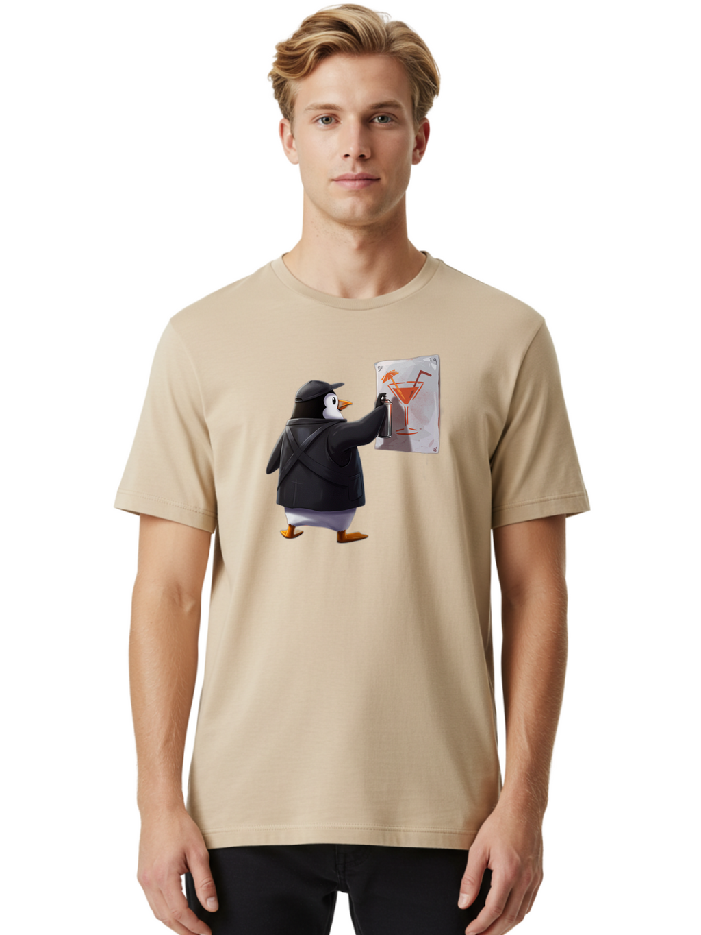Penguin-Bartender-5 Men'S Graphic Tee, 100% Cotton, Comfortable Casual Summer Wear, Machine Washable, Vintage Camera, Old Camera, Antique Camera, Black Camera, Classic Photography, Photography Equipment, Nostalgic Device, Film Camera, Baf975