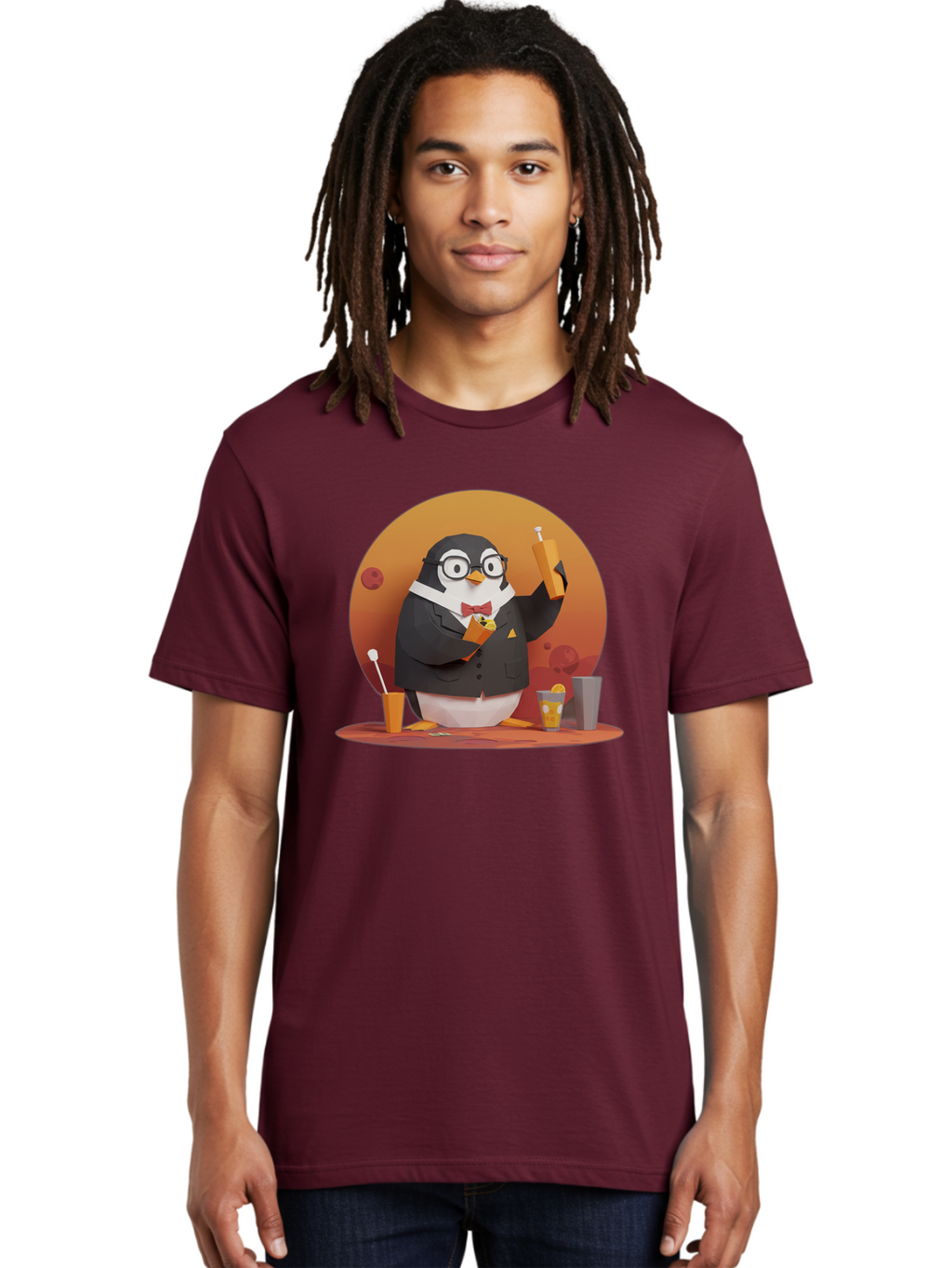 Penguin-Bartender-7 Men'S Graphic Tee, 100% Cotton, Comfortable Casual Summer Wear, Machine Washable, Vintage Camera, Old Camera, Antique Camera, Black Camera, Classic Photography, Photography Equipment, Nostalgic Device, Film Camera, Baf977