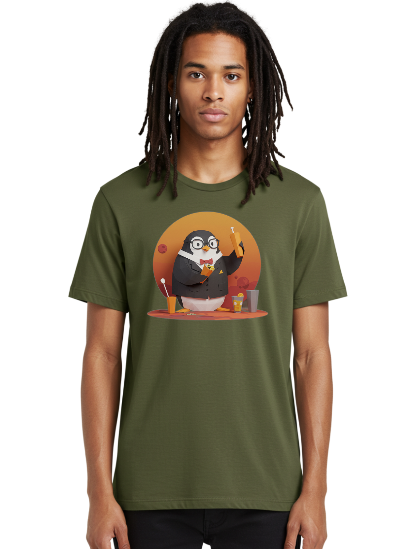 Penguin-Bartender-7 Men'S Graphic Tee, 100% Cotton, Comfortable Casual Summer Wear, Machine Washable, Vintage Camera, Old Camera, Antique Camera, Black Camera, Classic Photography, Photography Equipment, Nostalgic Device, Film Camera, Baf977