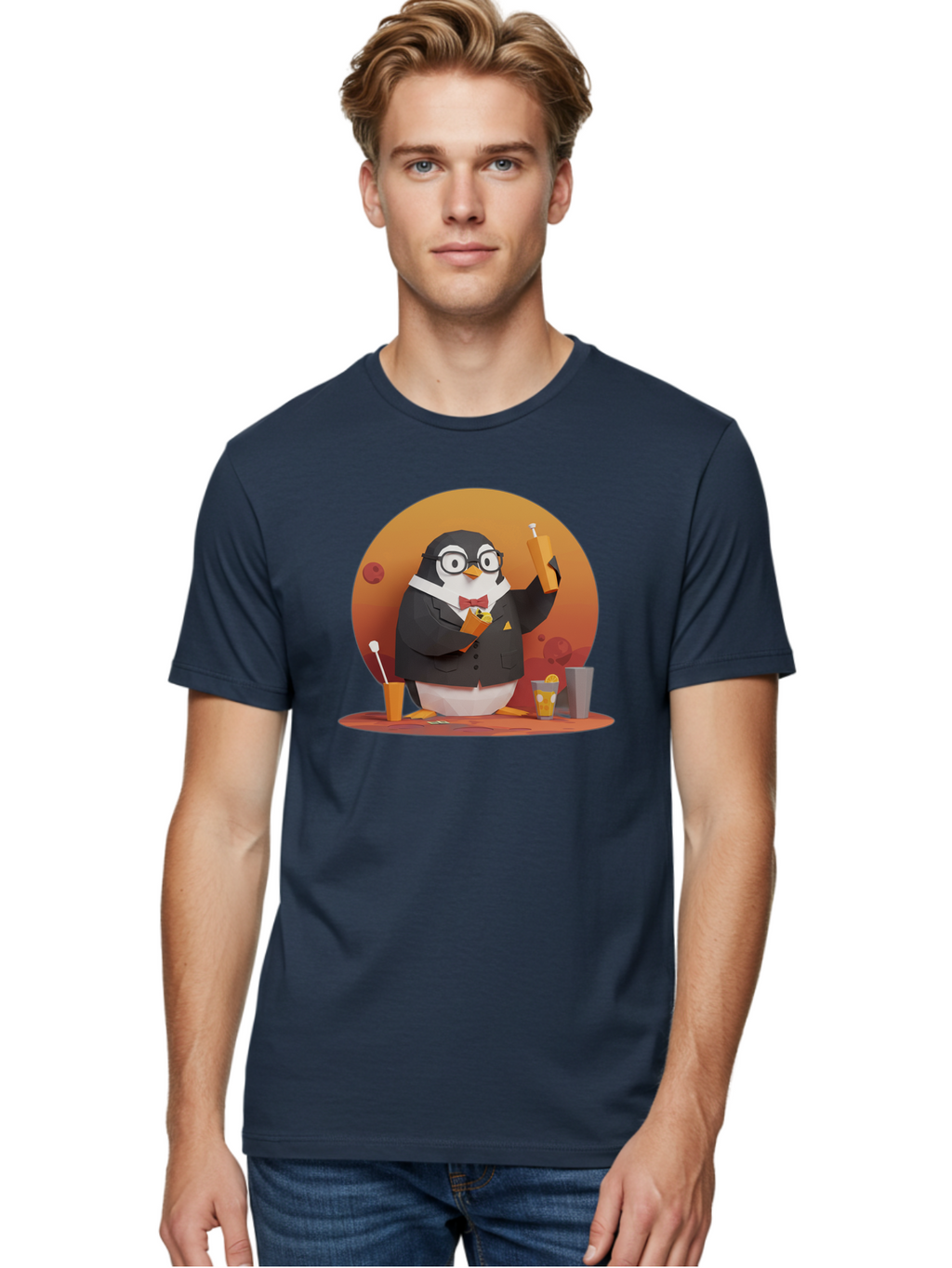 Penguin-Bartender-7 Men'S Graphic Tee, 100% Cotton, Comfortable Casual Summer Wear, Machine Washable, Vintage Camera, Old Camera, Antique Camera, Black Camera, Classic Photography, Photography Equipment, Nostalgic Device, Film Camera, Baf977