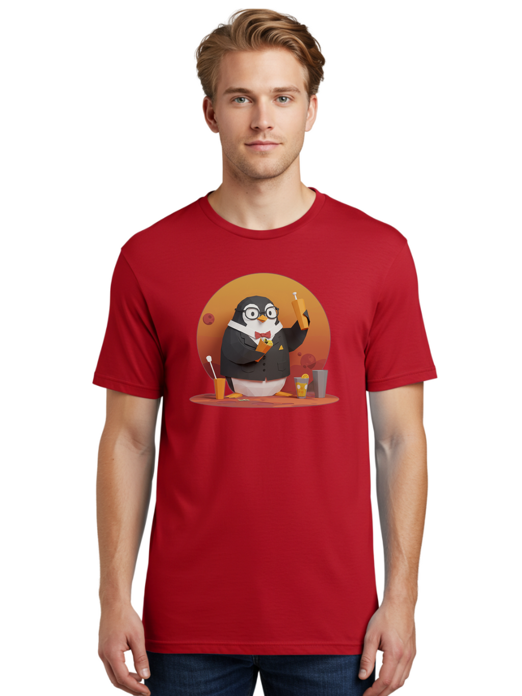 Penguin-Bartender-7 Men'S Graphic Tee, 100% Cotton, Comfortable Casual Summer Wear, Machine Washable, Vintage Camera, Old Camera, Antique Camera, Black Camera, Classic Photography, Photography Equipment, Nostalgic Device, Film Camera, Baf977