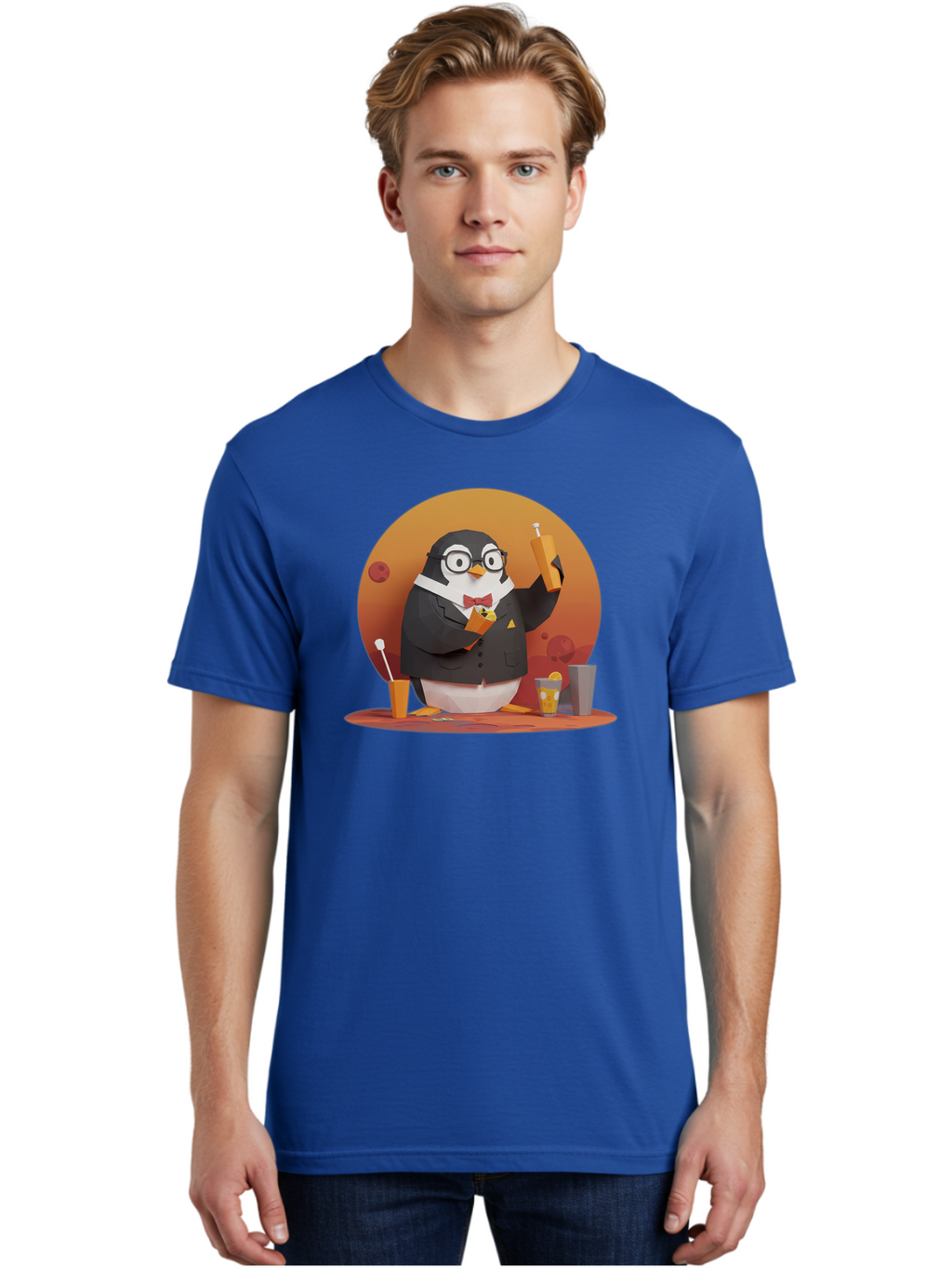 Penguin-Bartender-7 Men'S Graphic Tee, 100% Cotton, Comfortable Casual Summer Wear, Machine Washable, Vintage Camera, Old Camera, Antique Camera, Black Camera, Classic Photography, Photography Equipment, Nostalgic Device, Film Camera, Baf977