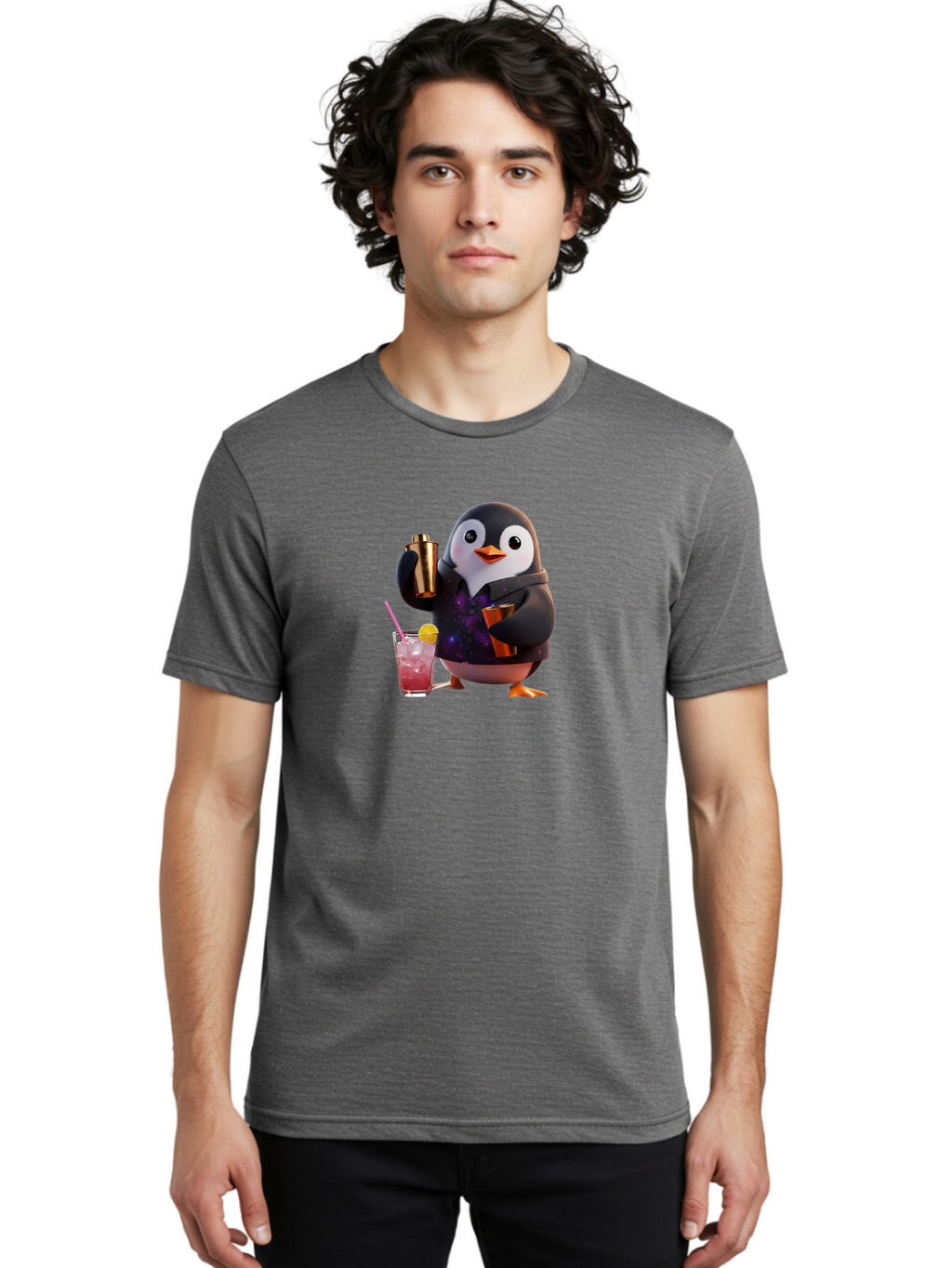 Penguin-Bartender-8 Men'S Graphic Tee, 100% Cotton, Comfortable Casual Summer Wear, Machine Washable, Vintage Camera, Old Camera, Antique Camera, Black Camera, Classic Photography, Photography Equipment, Nostalgic Device, Film Camera, Baf978