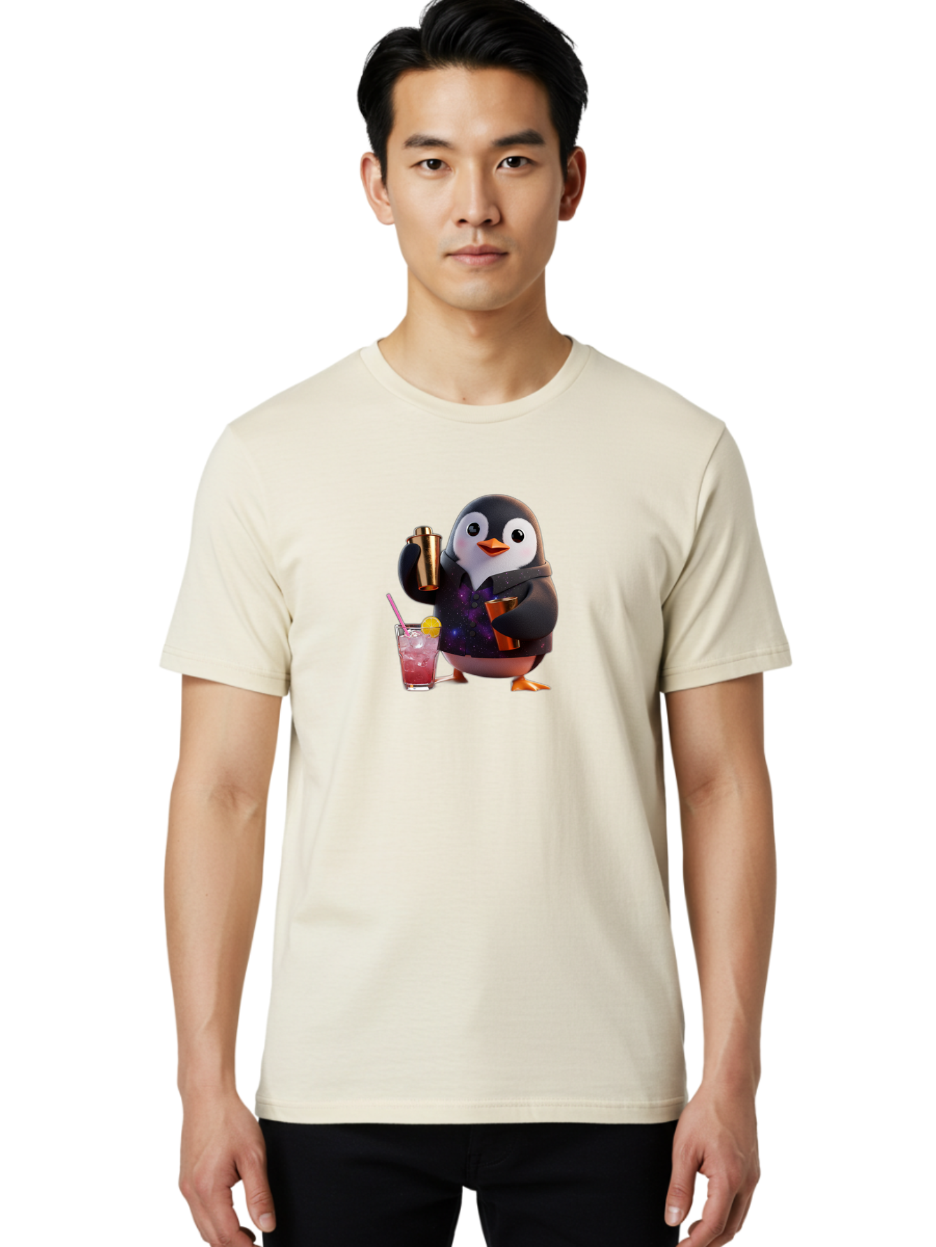 Penguin-Bartender-8 Men'S Graphic Tee, 100% Cotton, Comfortable Casual Summer Wear, Machine Washable, Vintage Camera, Old Camera, Antique Camera, Black Camera, Classic Photography, Photography Equipment, Nostalgic Device, Film Camera, Baf978