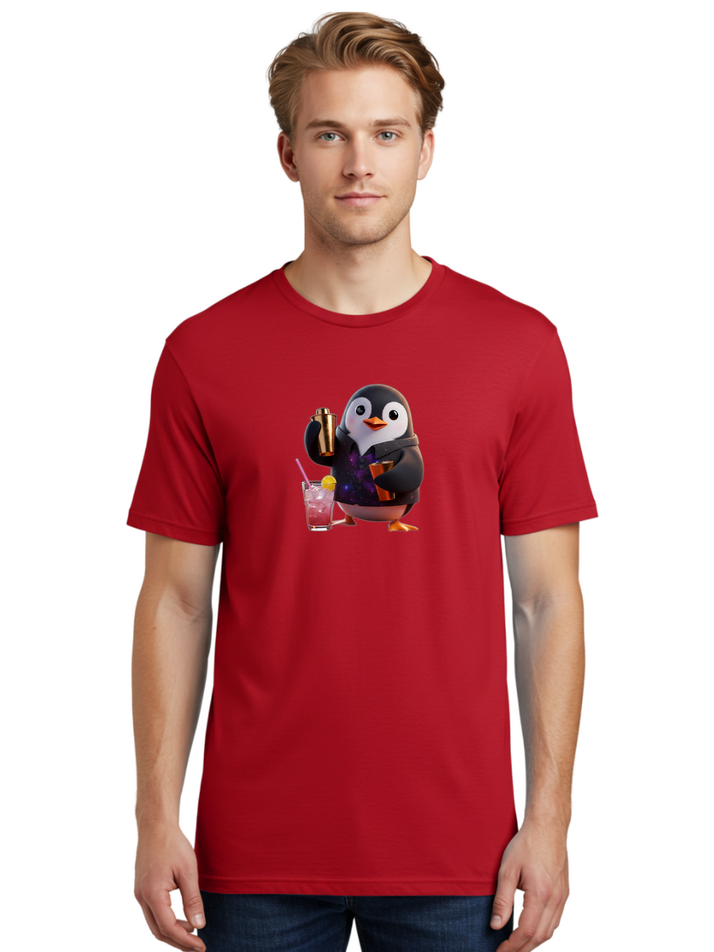 Penguin-Bartender-8 Men'S Graphic Tee, 100% Cotton, Comfortable Casual Summer Wear, Machine Washable, Vintage Camera, Old Camera, Antique Camera, Black Camera, Classic Photography, Photography Equipment, Nostalgic Device, Film Camera, Baf978