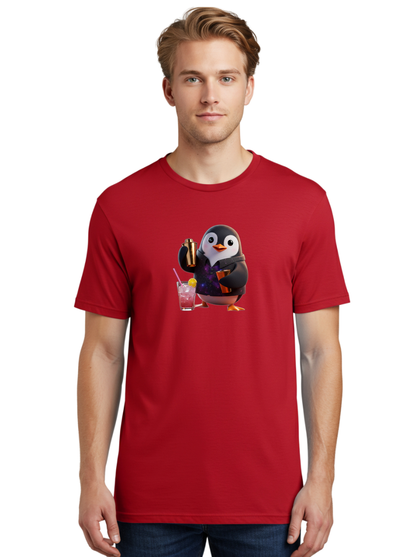 Penguin-Bartender-8 Men'S Graphic Tee, 100% Cotton, Comfortable Casual Summer Wear, Machine Washable, Vintage Camera, Old Camera, Antique Camera, Black Camera, Classic Photography, Photography Equipment, Nostalgic Device, Film Camera, Baf978