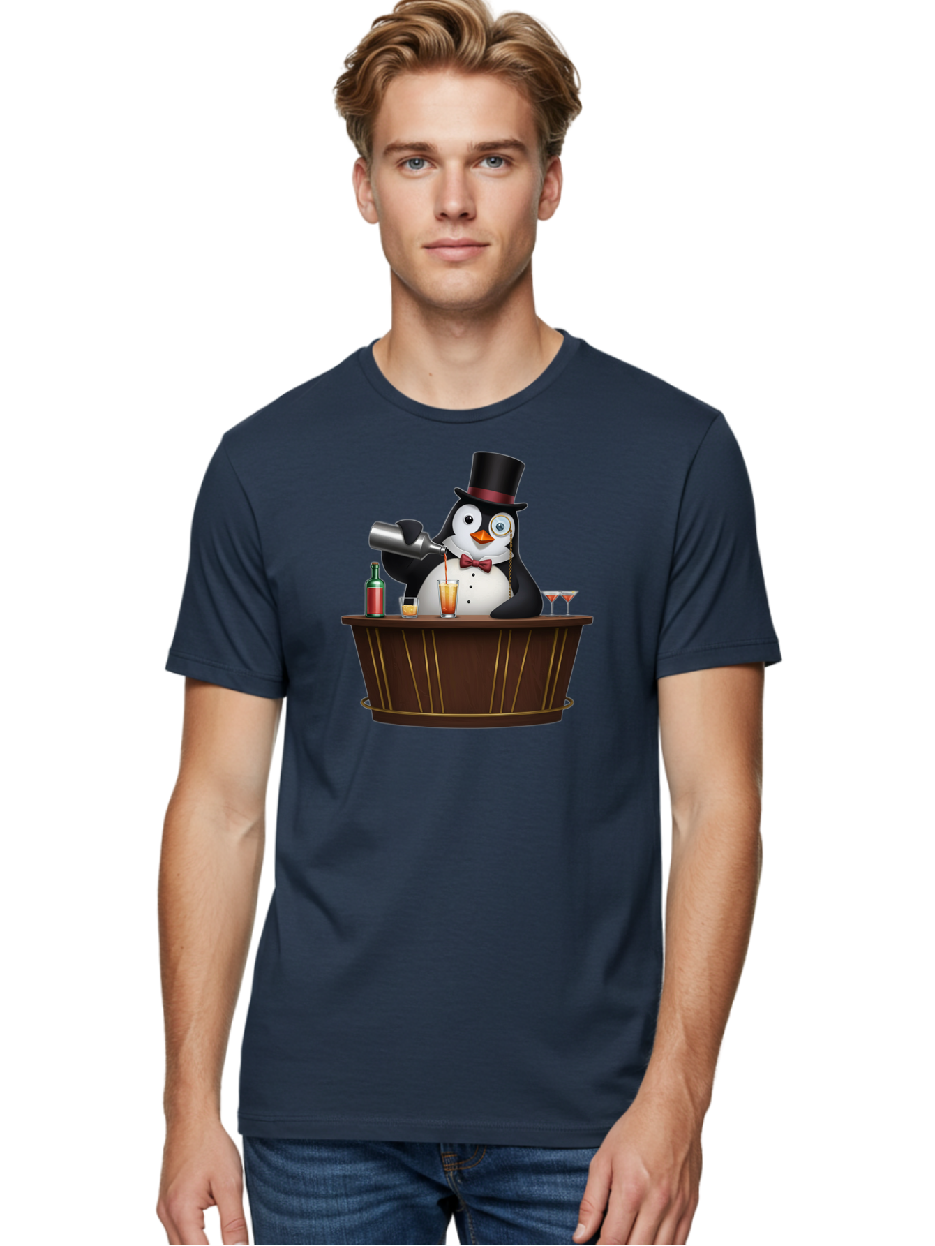 Penguin-Bartender-9 Men'S Graphic Tee, 100% Cotton, Comfortable Casual Summer Wear, Machine Washable, Vintage Camera, Old Camera, Antique Camera, Black Camera, Classic Photography, Photography Equipment, Nostalgic Device, Film Camera, Baf979