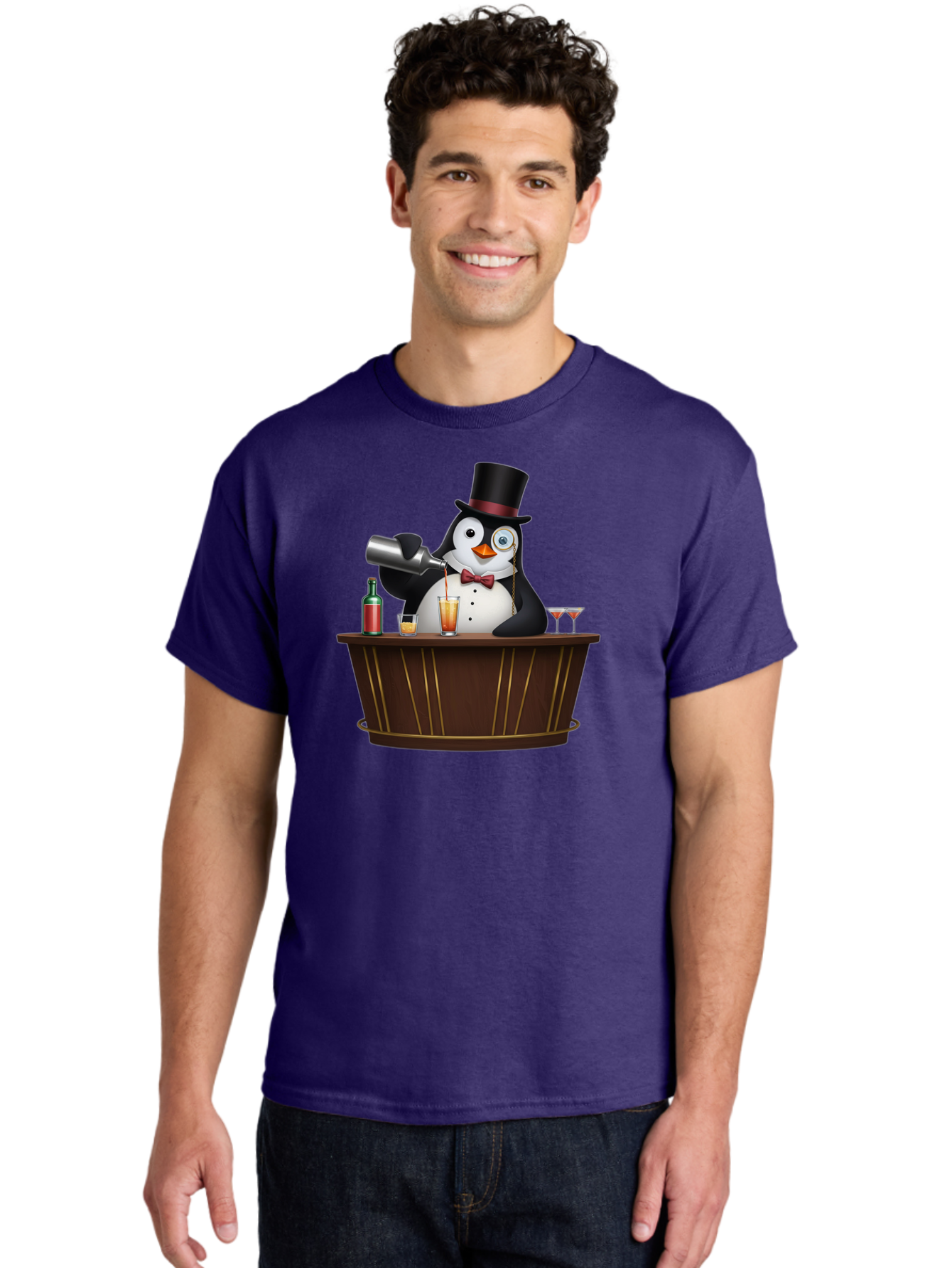 Penguin-Bartender-9 Men'S Graphic Tee, 100% Cotton, Comfortable Casual Summer Wear, Machine Washable, Vintage Camera, Old Camera, Antique Camera, Black Camera, Classic Photography, Photography Equipment, Nostalgic Device, Film Camera, Baf979
