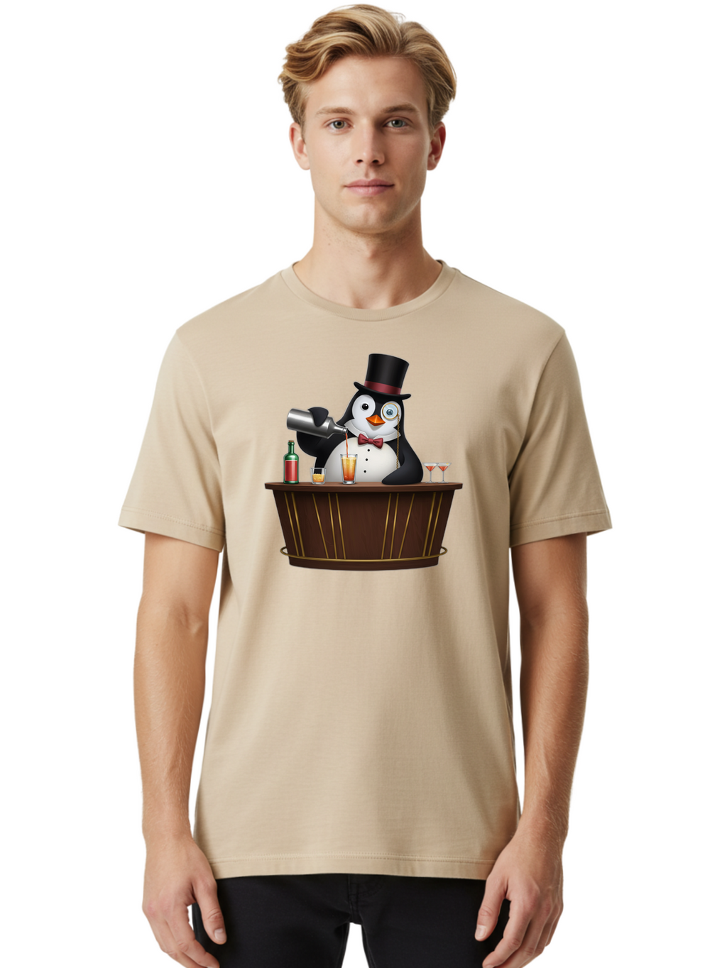 Penguin-Bartender-9 Men'S Graphic Tee, 100% Cotton, Comfortable Casual Summer Wear, Machine Washable, Vintage Camera, Old Camera, Antique Camera, Black Camera, Classic Photography, Photography Equipment, Nostalgic Device, Film Camera, Baf979