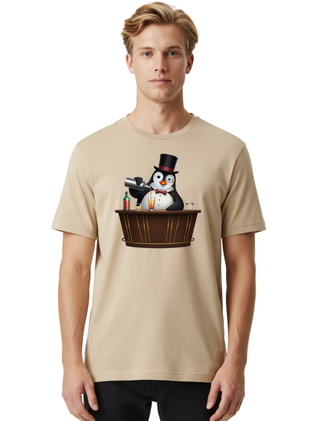 Penguin-Bartender-9 Men'S Graphic Tee, 100% Cotton, Comfortable Casual Summer Wear, Machine Washable, Vintage Camera, Old Camera, Antique Camera, Black Camera, Classic Photography, Photography Equipment, Nostalgic Device, Film Camera, Baf979