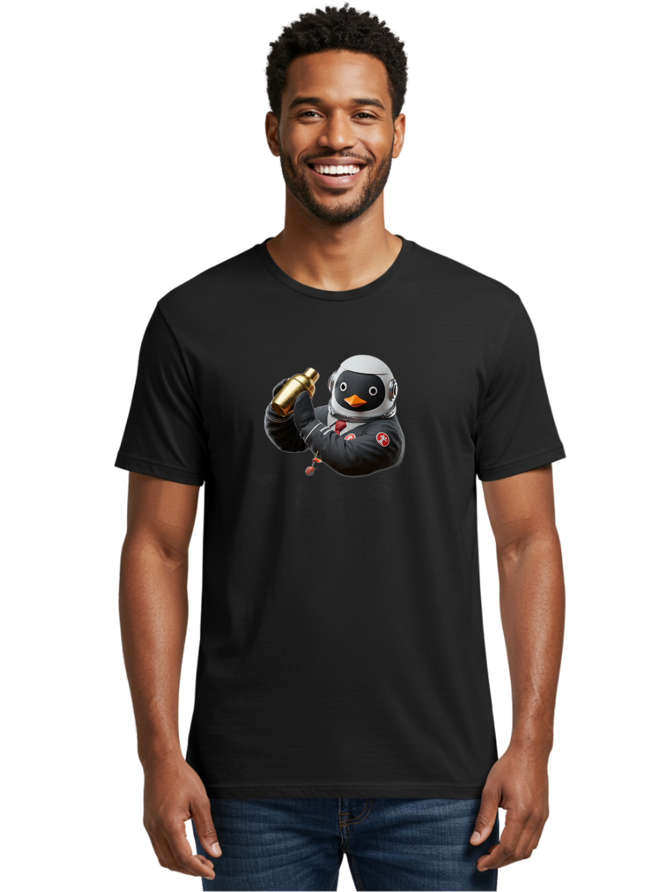 Penguin-In-Space-Suit Men'S Graphic Tee, 100% Cotton, Comfortable Casual Summer Wear, Machine Washable, Vintage Camera, Old Camera, Antique Camera, Black Camera, Classic Photography, Photography Equipment, Nostalgic Device, Film Camera, Baf981