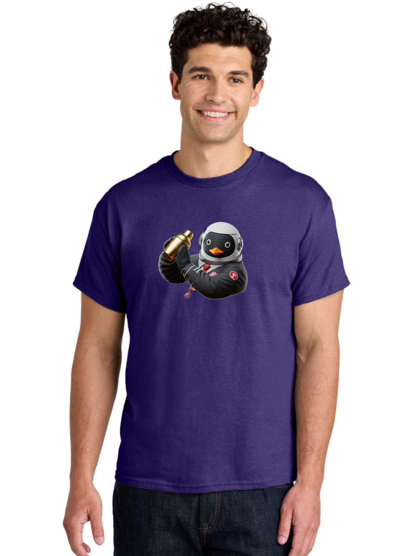 Penguin-In-Space-Suit Men'S Graphic Tee, 100% Cotton, Comfortable Casual Summer Wear, Machine Washable, Vintage Camera, Old Camera, Antique Camera, Black Camera, Classic Photography, Photography Equipment, Nostalgic Device, Film Camera, Baf981