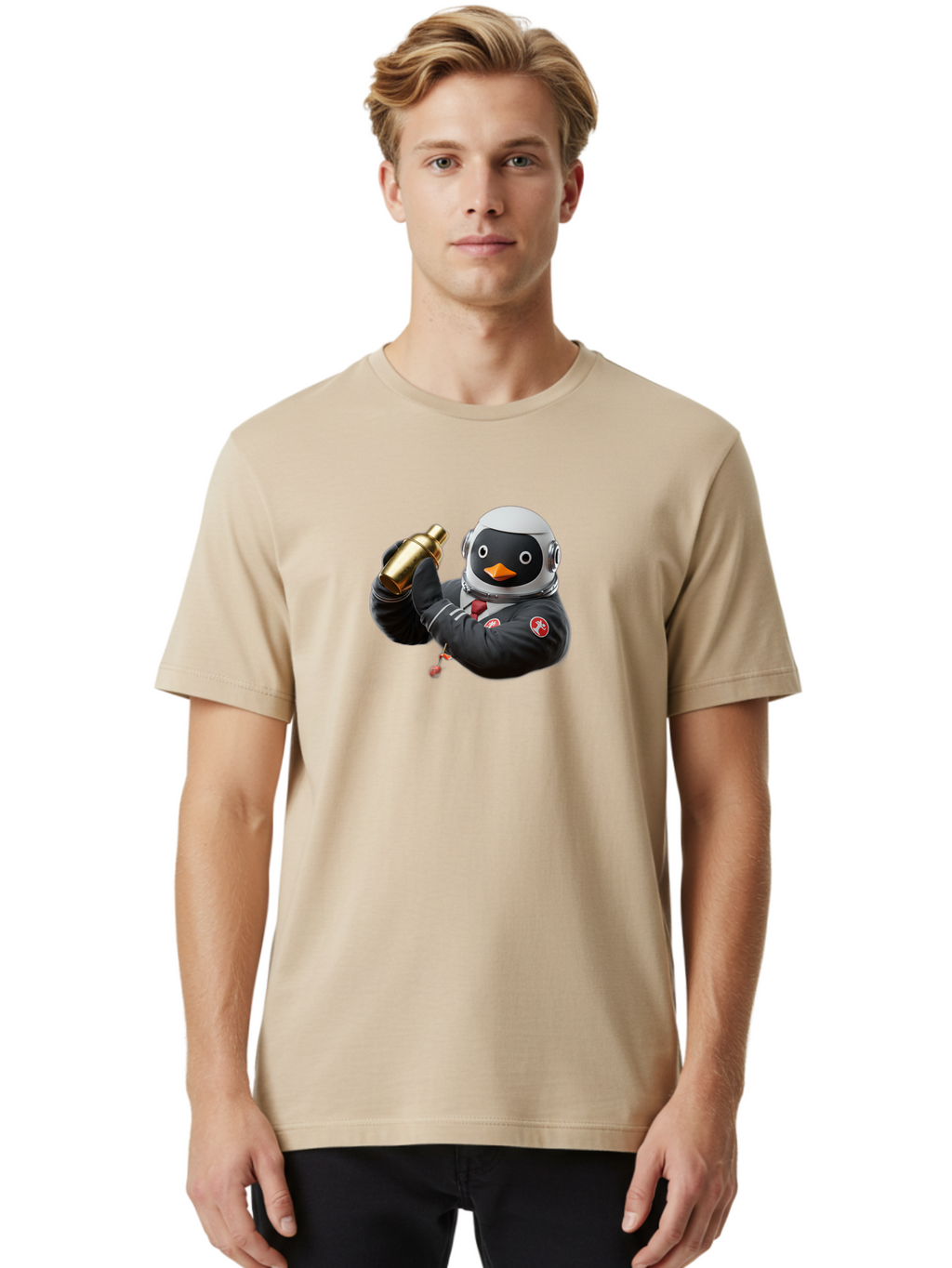Penguin-In-Space-Suit Men'S Graphic Tee, 100% Cotton, Comfortable Casual Summer Wear, Machine Washable, Vintage Camera, Old Camera, Antique Camera, Black Camera, Classic Photography, Photography Equipment, Nostalgic Device, Film Camera, Baf981