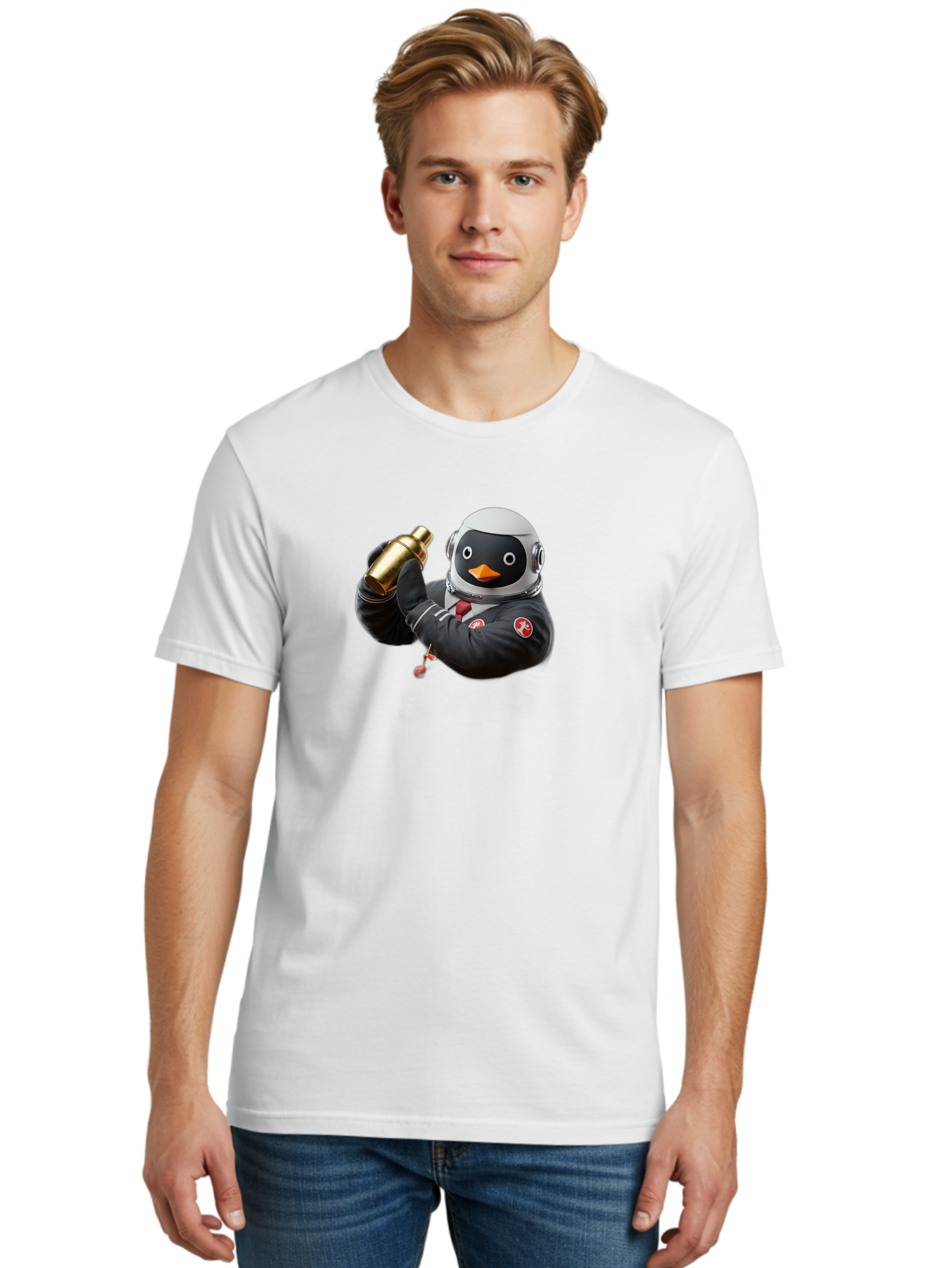Penguin-In-Space-Suit Men'S Graphic Tee, 100% Cotton, Comfortable Casual Summer Wear, Machine Washable, Vintage Camera, Old Camera, Antique Camera, Black Camera, Classic Photography, Photography Equipment, Nostalgic Device, Film Camera, Baf981