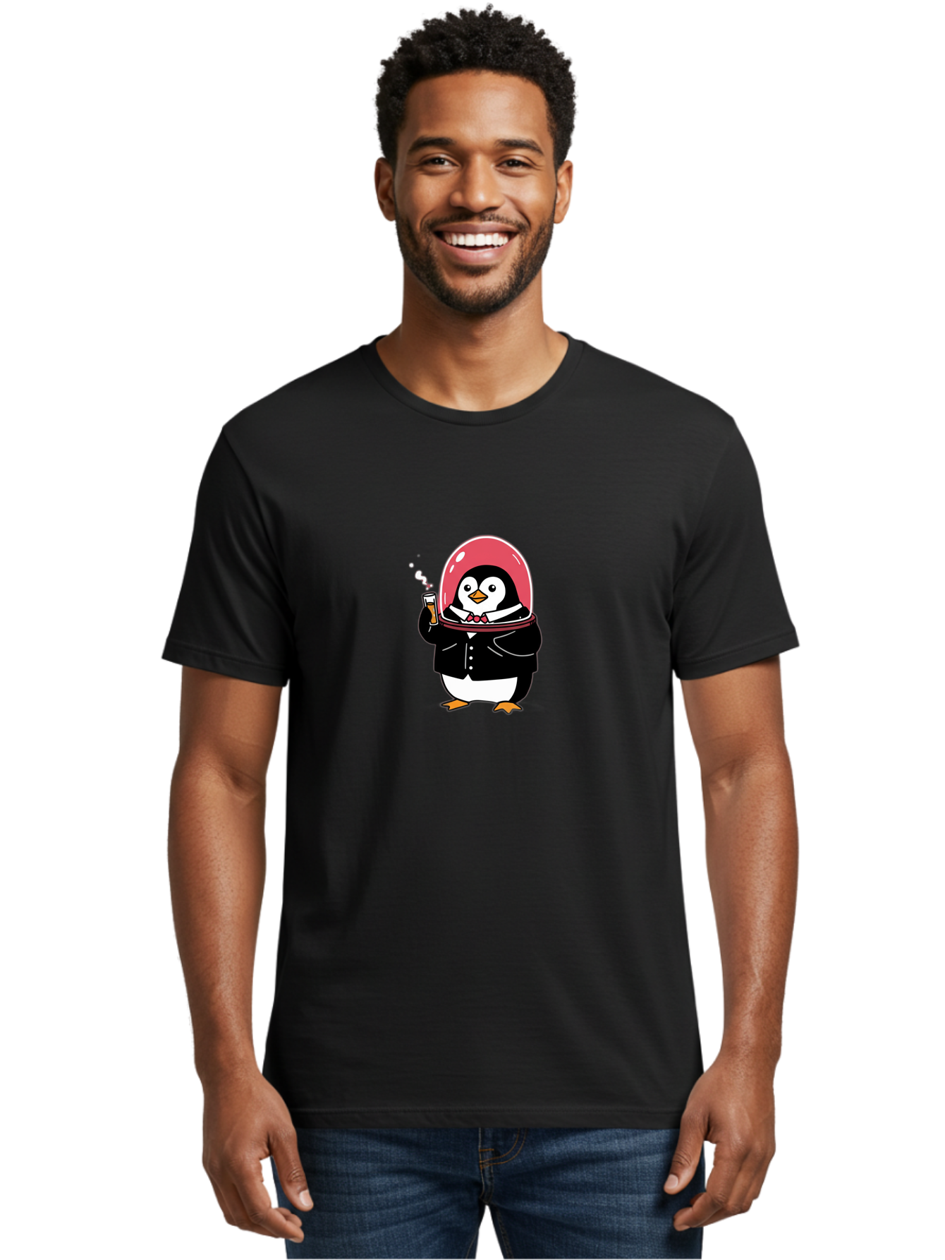 Penguin-In-Space Men'S Graphic Tee, 100% Cotton, Comfortable Casual Summer Wear, Machine Washable, Vintage Camera, Old Camera, Antique Camera, Black Camera, Classic Photography, Photography Equipment, Nostalgic Device, Film Camera, Camera Art Baf982