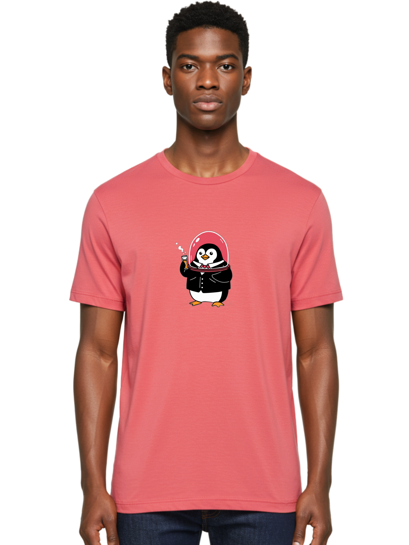 Penguin-In-Space Men'S Graphic Tee, 100% Cotton, Comfortable Casual Summer Wear, Machine Washable, Vintage Camera, Old Camera, Antique Camera, Black Camera, Classic Photography, Photography Equipment, Nostalgic Device, Film Camera, Camera Art Baf982