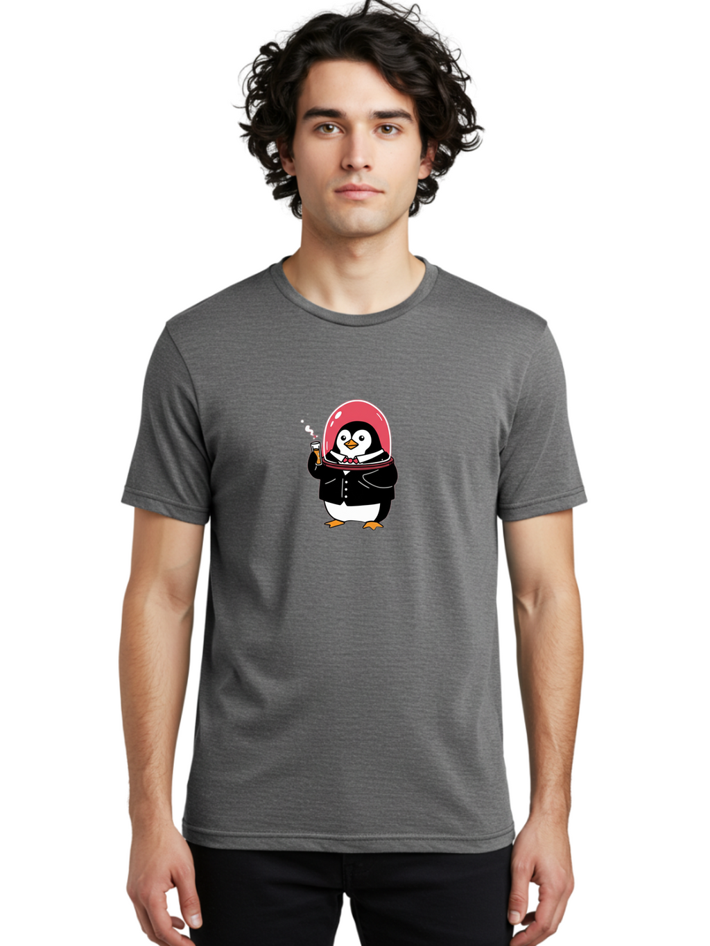 Penguin-In-Space Men'S Graphic Tee, 100% Cotton, Comfortable Casual Summer Wear, Machine Washable, Vintage Camera, Old Camera, Antique Camera, Black Camera, Classic Photography, Photography Equipment, Nostalgic Device, Film Camera, Camera Art Baf982