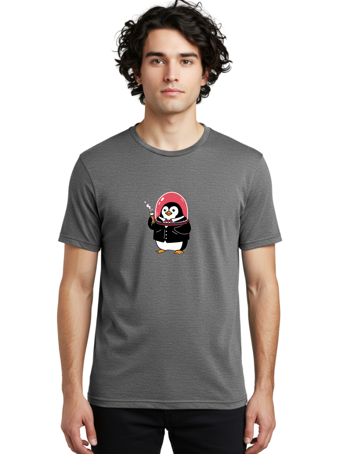 Penguin-In-Space Men'S Graphic Tee, 100% Cotton, Comfortable Casual Summer Wear, Machine Washable, Vintage Camera, Old Camera, Antique Camera, Black Camera, Classic Photography, Photography Equipment, Nostalgic Device, Film Camera, Camera Art Baf982