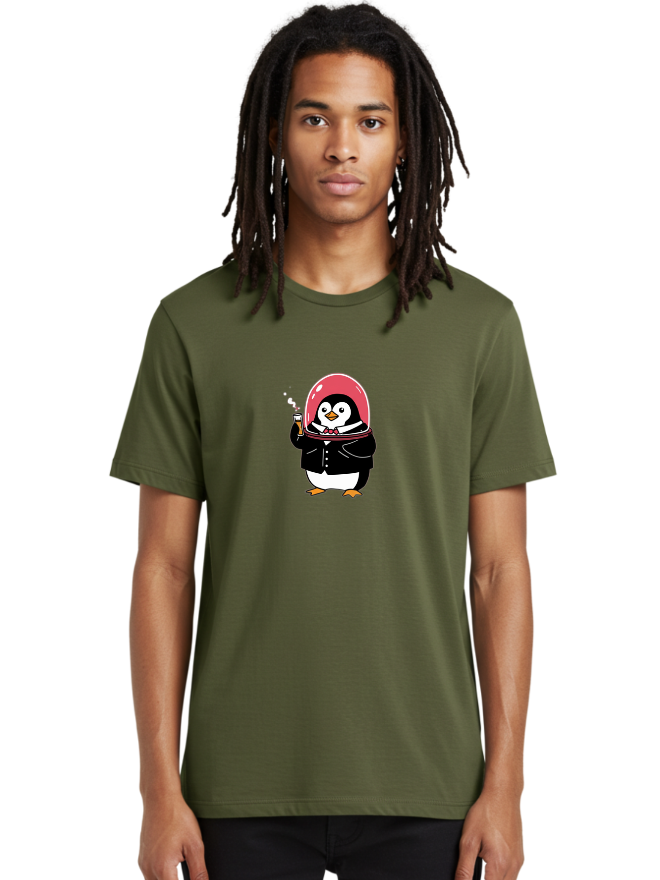 Penguin-In-Space Men'S Graphic Tee, 100% Cotton, Comfortable Casual Summer Wear, Machine Washable, Vintage Camera, Old Camera, Antique Camera, Black Camera, Classic Photography, Photography Equipment, Nostalgic Device, Film Camera, Camera Art Baf982