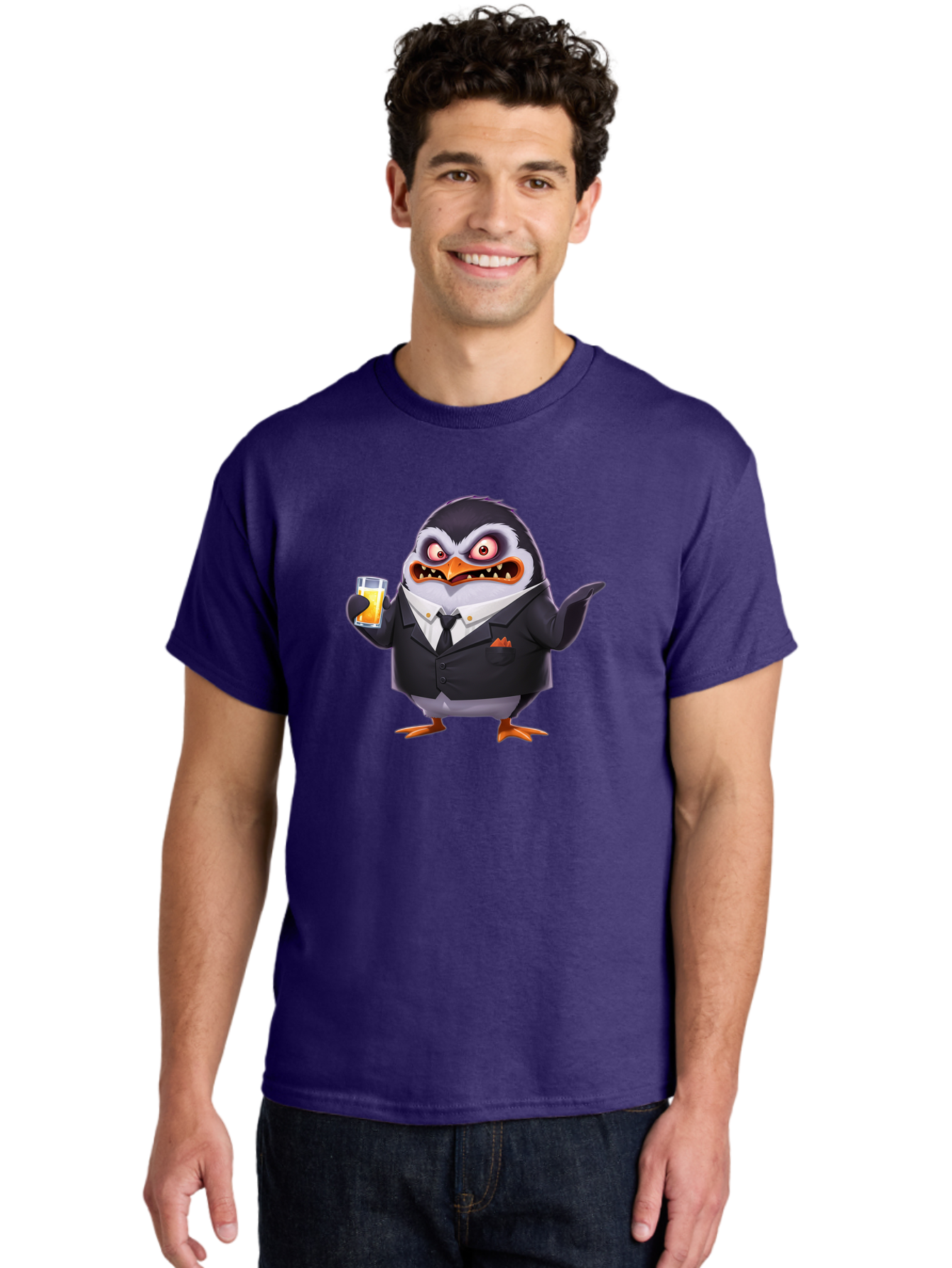 Penguin-In-Suit-1 Men'S Graphic Tee, 100% Cotton, Comfortable Casual Summer Wear, Machine Washable, Vintage Camera, Old Camera, Antique Camera, Black Camera, Classic Photography, Photography Equipment, Nostalgic Device, Film Camera, Camera Art Baf983