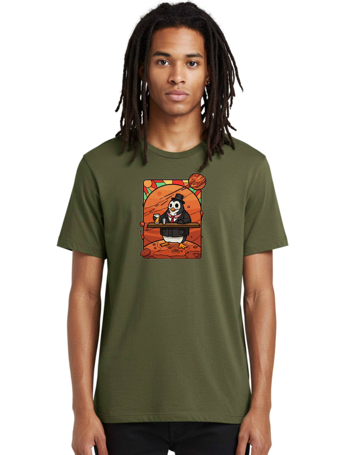 Penguin-In-Suit-2 Men'S Graphic Tee, 100% Cotton, Comfortable Casual Summer Wear, Machine Washable, Vintage Camera, Old Camera, Antique Camera, Black Camera, Classic Photography, Photography Equipment, Nostalgic Device, Film Camera, Camera Art Baf984