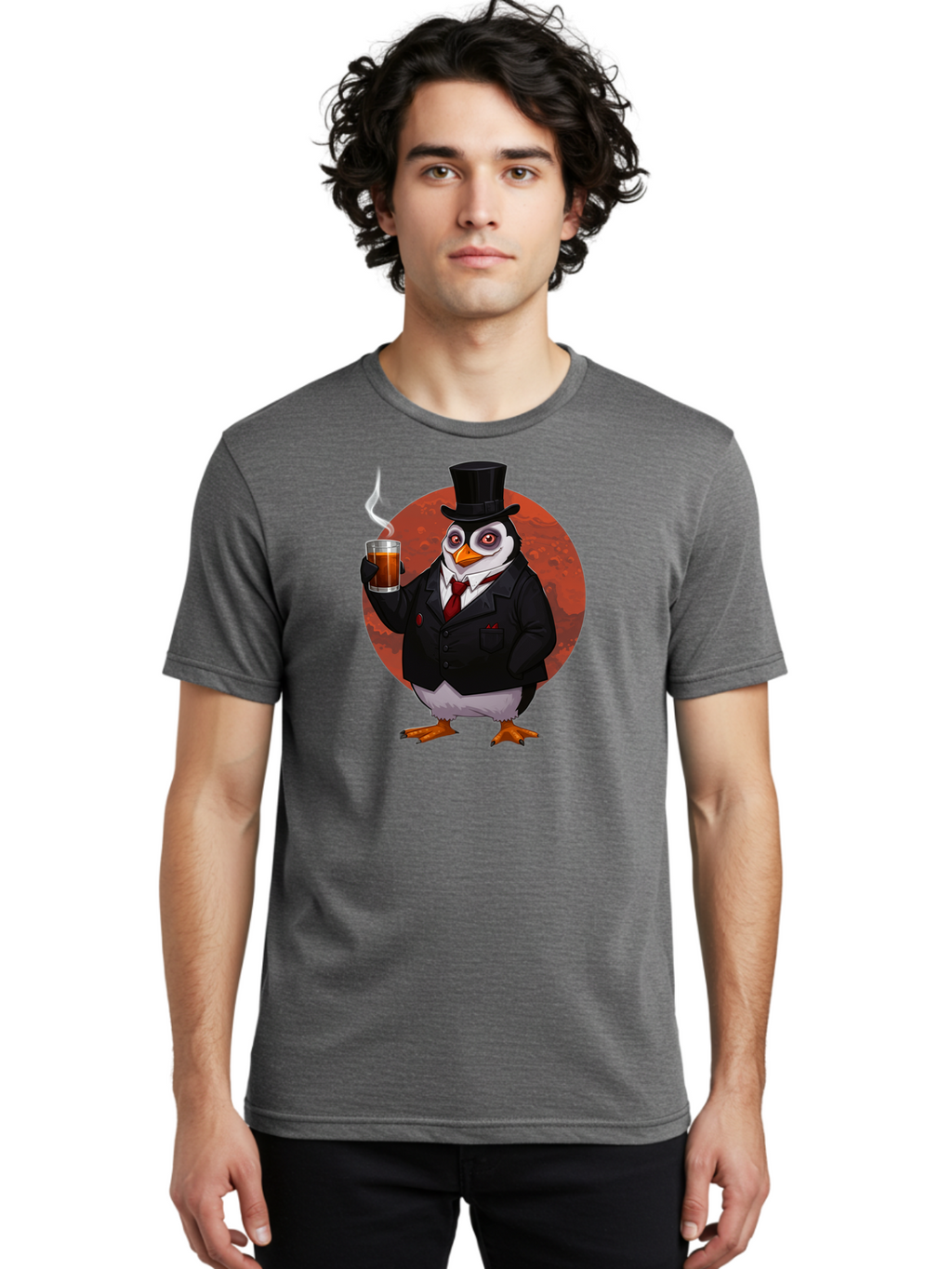 Penguin-In-Suit-4 Men'S Graphic Tee, 100% Cotton, Comfortable Casual Summer Wear, Machine Washable, Vintage Camera, Old Camera, Antique Camera, Black Camera, Classic Photography, Photography Equipment, Nostalgic Device, Film Camera, Camera Art Baf986