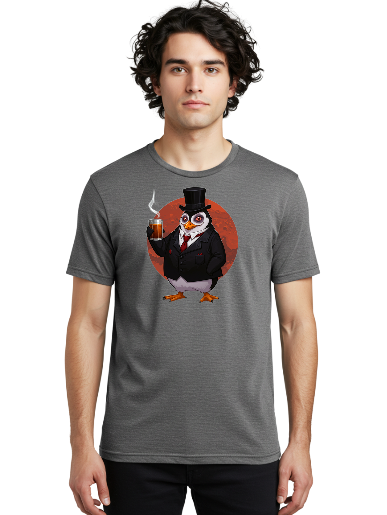 Penguin-In-Suit-4 Men'S Graphic Tee, 100% Cotton, Comfortable Casual Summer Wear, Machine Washable, Vintage Camera, Old Camera, Antique Camera, Black Camera, Classic Photography, Photography Equipment, Nostalgic Device, Film Camera, Camera Art Baf986