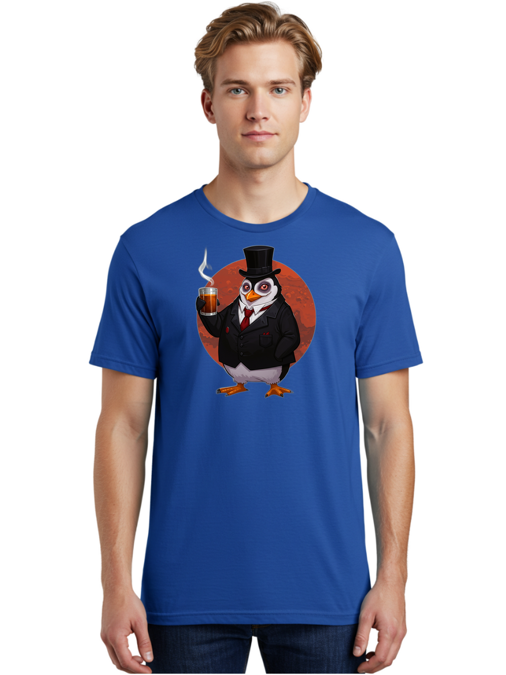 Penguin-In-Suit-4 Men'S Graphic Tee, 100% Cotton, Comfortable Casual Summer Wear, Machine Washable, Vintage Camera, Old Camera, Antique Camera, Black Camera, Classic Photography, Photography Equipment, Nostalgic Device, Film Camera, Camera Art Baf986