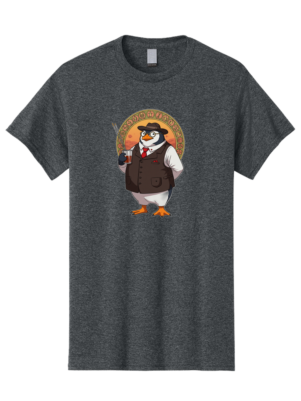 Penguin-In-Suit Men'S Graphic Tee, 100% Cotton, Comfortable Casual Summer Wear, Machine Washable, Vintage Camera, Old Camera, Antique Camera, Black Camera, Classic Photography, Photography Equipment, Nostalgic Device, Film Camera, Camera Art Baf987