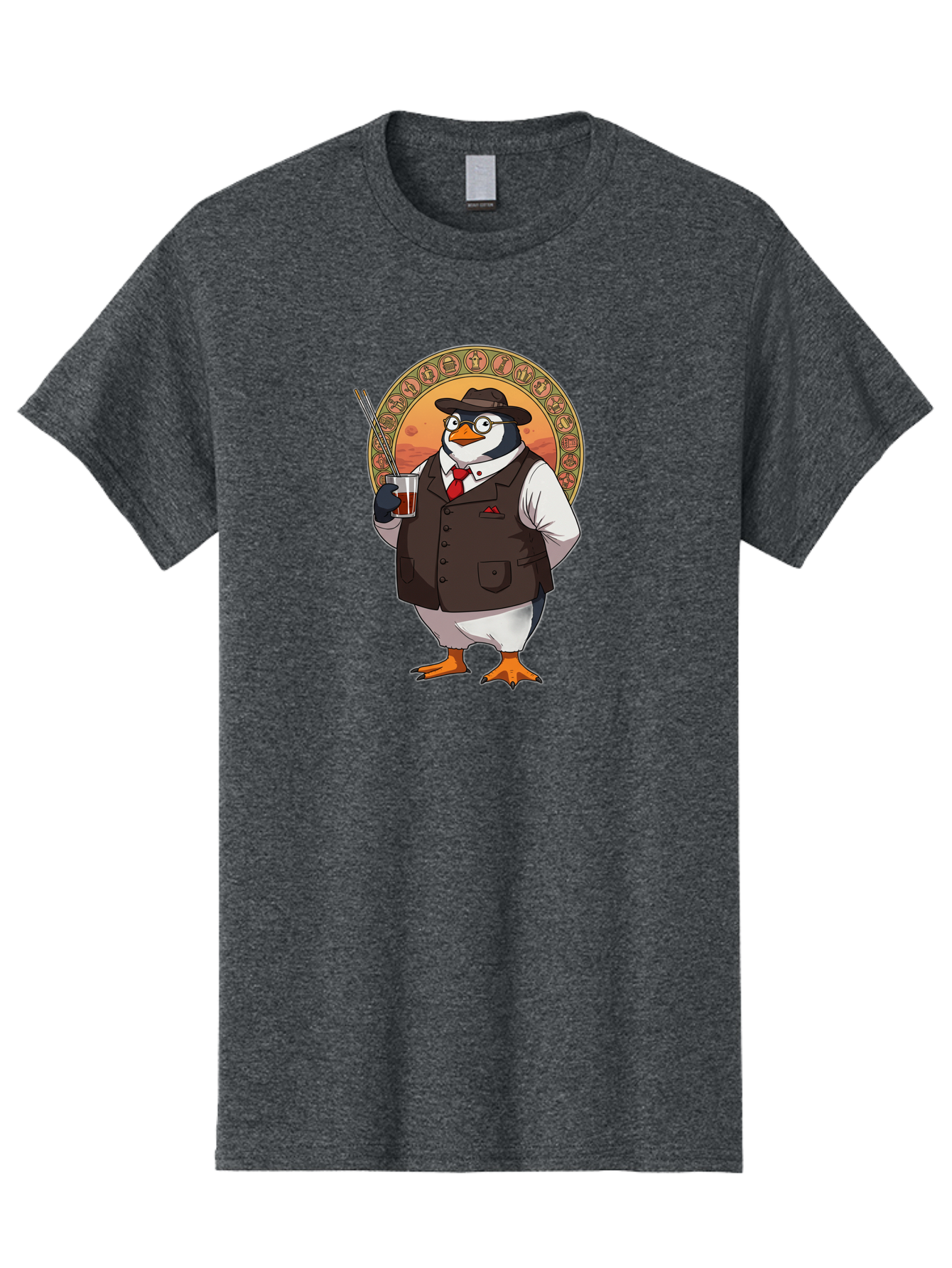 Penguin-In-Suit Men'S Graphic Tee, 100% Cotton, Comfortable Casual Summer Wear, Machine Washable, Vintage Camera, Old Camera, Antique Camera, Black Camera, Classic Photography, Photography Equipment, Nostalgic Device, Film Camera, Camera Art Baf987