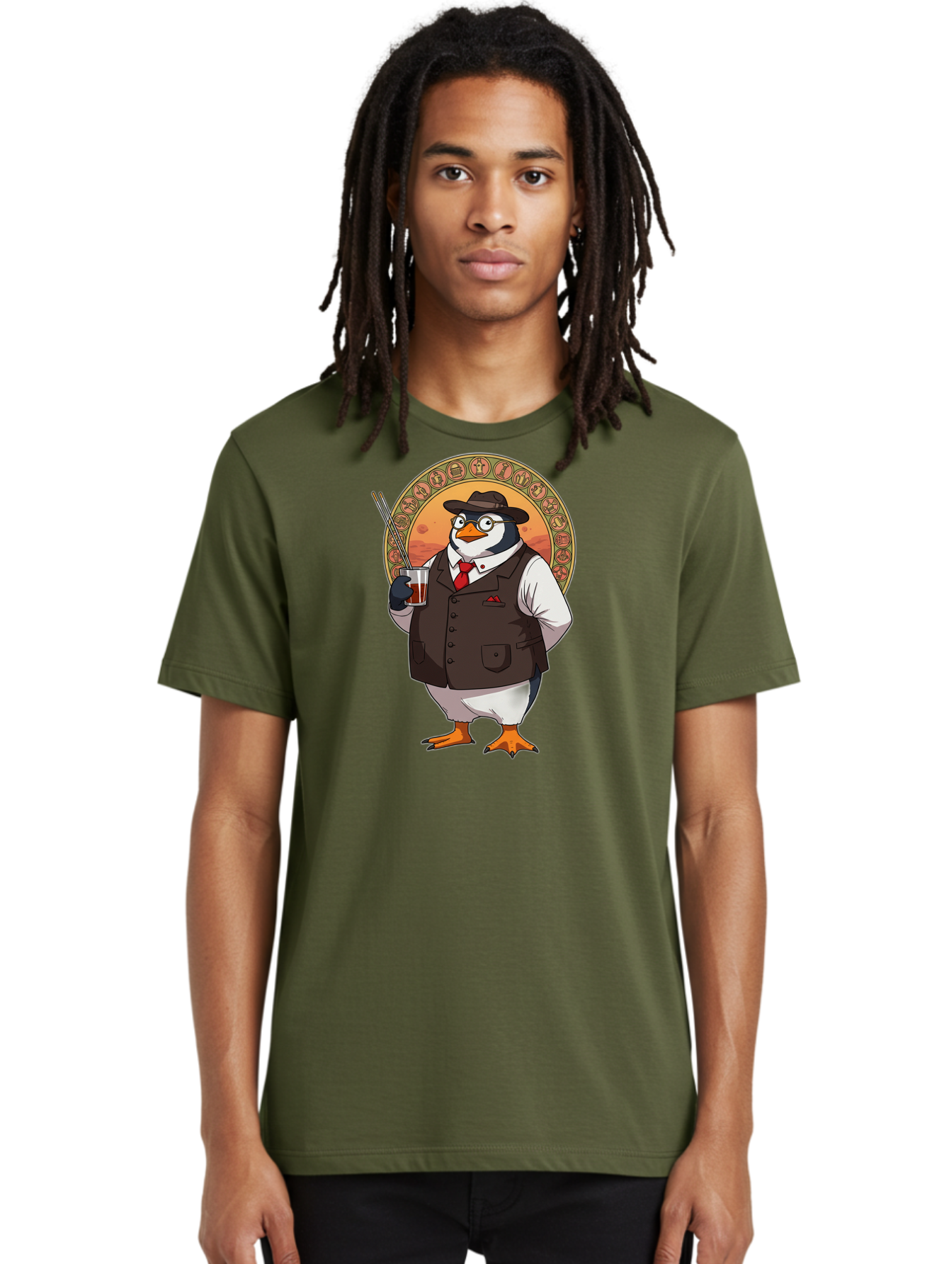 Penguin-In-Suit Men'S Graphic Tee, 100% Cotton, Comfortable Casual Summer Wear, Machine Washable, Vintage Camera, Old Camera, Antique Camera, Black Camera, Classic Photography, Photography Equipment, Nostalgic Device, Film Camera, Camera Art Baf987