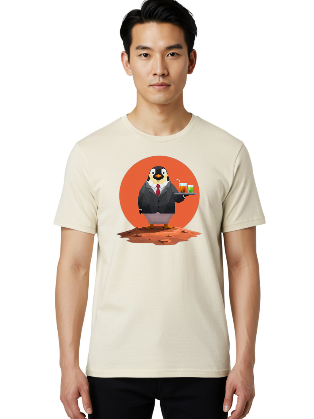 Penguin-Waiter-1 Men'S Graphic Tee, 100% Cotton, Comfortable Casual Summer Wear, Machine Washable, Vintage Camera, Old Camera, Antique Camera, Black Camera, Classic Photography, Photography Equipment, Nostalgic Device, Film Camera, Camera Art Baf988