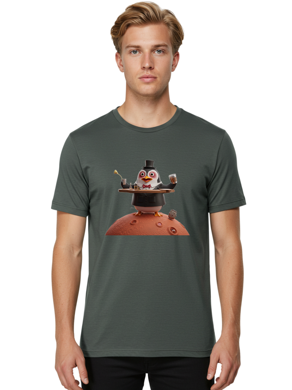 Penguin-Waiter-2 Men'S Graphic Tee, 100% Cotton, Comfortable Casual Summer Wear, Machine Washable, Vintage Camera, Old Camera, Antique Camera, Black Camera, Classic Photography, Photography Equipment, Nostalgic Device, Film Camera, Camera Art Baf989