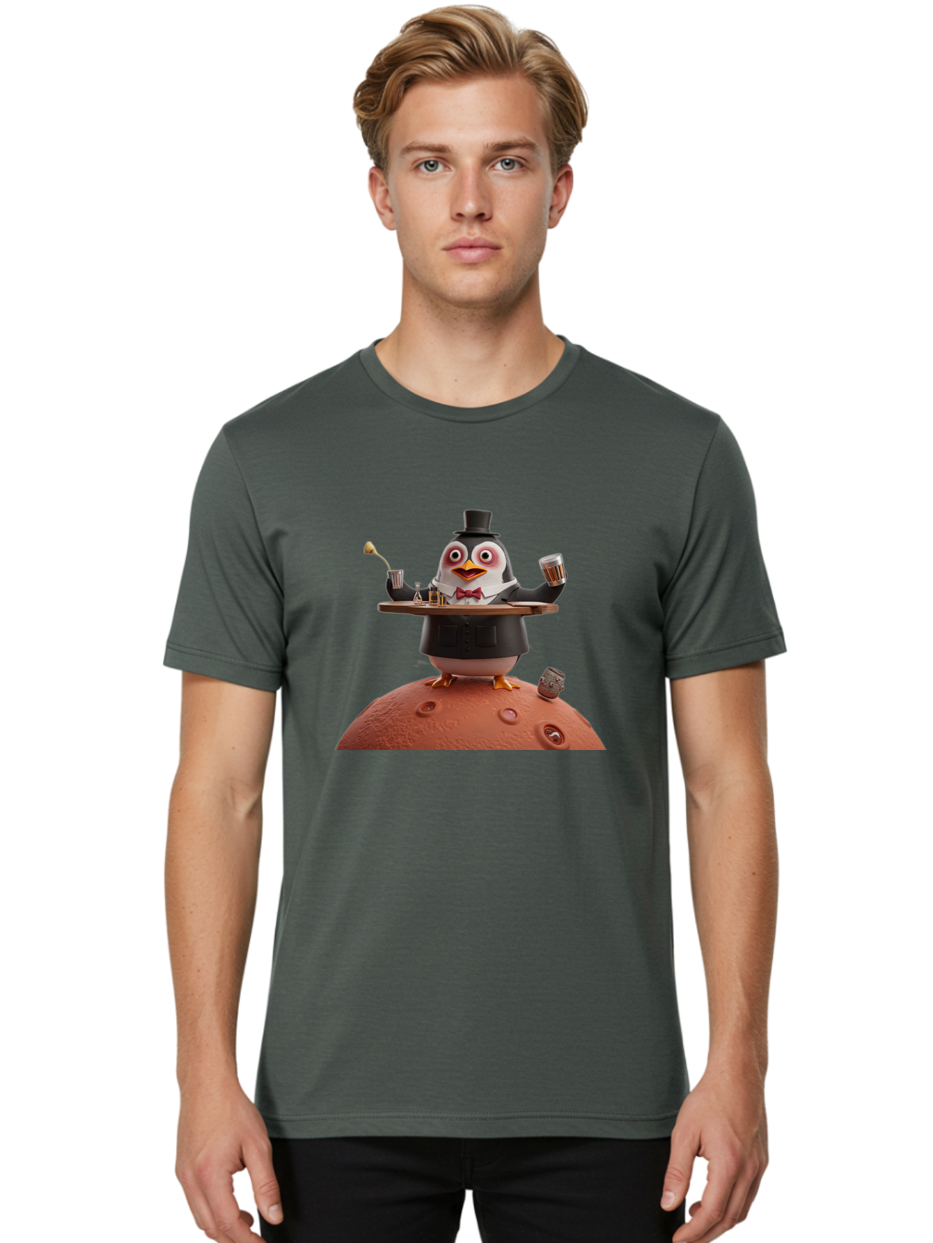 Penguin-Waiter-2 Men'S Graphic Tee, 100% Cotton, Comfortable Casual Summer Wear, Machine Washable, Vintage Camera, Old Camera, Antique Camera, Black Camera, Classic Photography, Photography Equipment, Nostalgic Device, Film Camera, Camera Art Baf989