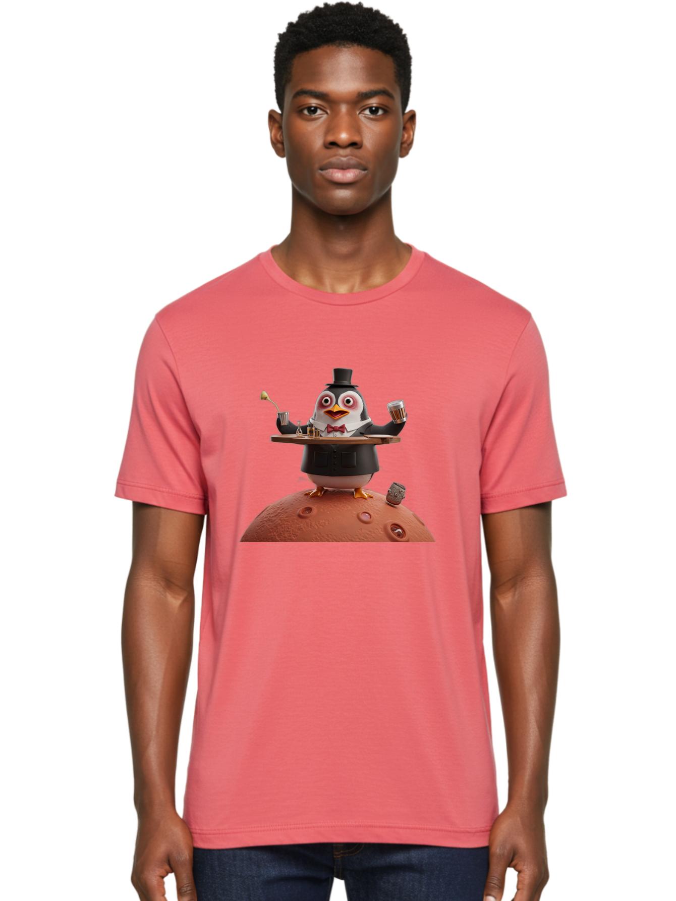 Penguin-Waiter-2 Men'S Graphic Tee, 100% Cotton, Comfortable Casual Summer Wear, Machine Washable, Vintage Camera, Old Camera, Antique Camera, Black Camera, Classic Photography, Photography Equipment, Nostalgic Device, Film Camera, Camera Art Baf989