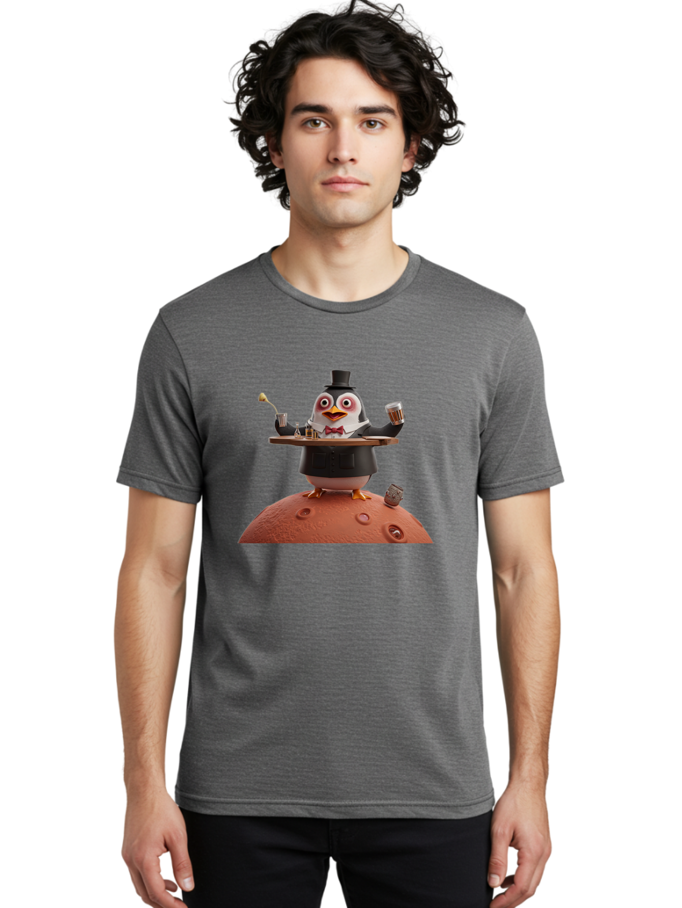 Penguin-Waiter-2 Men'S Graphic Tee, 100% Cotton, Comfortable Casual Summer Wear, Machine Washable, Vintage Camera, Old Camera, Antique Camera, Black Camera, Classic Photography, Photography Equipment, Nostalgic Device, Film Camera, Camera Art Baf989
