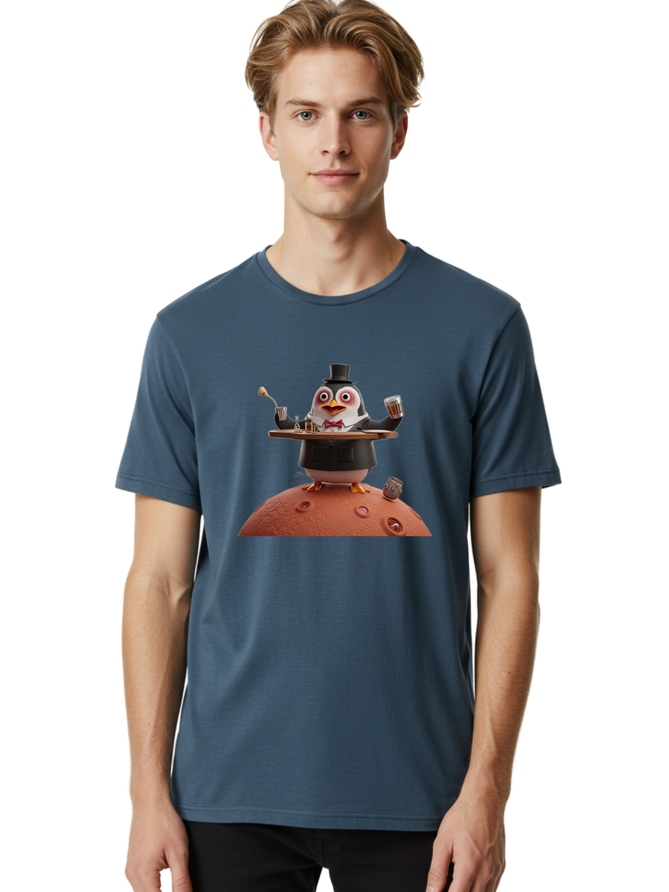 Penguin-Waiter-2 Men'S Graphic Tee, 100% Cotton, Comfortable Casual Summer Wear, Machine Washable, Vintage Camera, Old Camera, Antique Camera, Black Camera, Classic Photography, Photography Equipment, Nostalgic Device, Film Camera, Camera Art Baf989