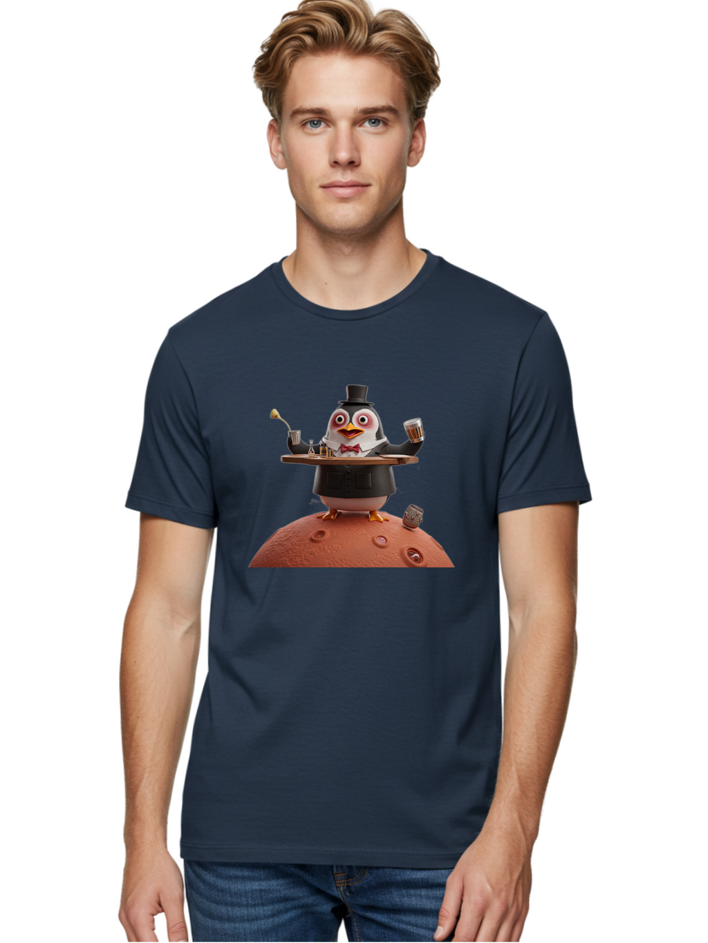 Penguin-Waiter-2 Men'S Graphic Tee, 100% Cotton, Comfortable Casual Summer Wear, Machine Washable, Vintage Camera, Old Camera, Antique Camera, Black Camera, Classic Photography, Photography Equipment, Nostalgic Device, Film Camera, Camera Art Baf989