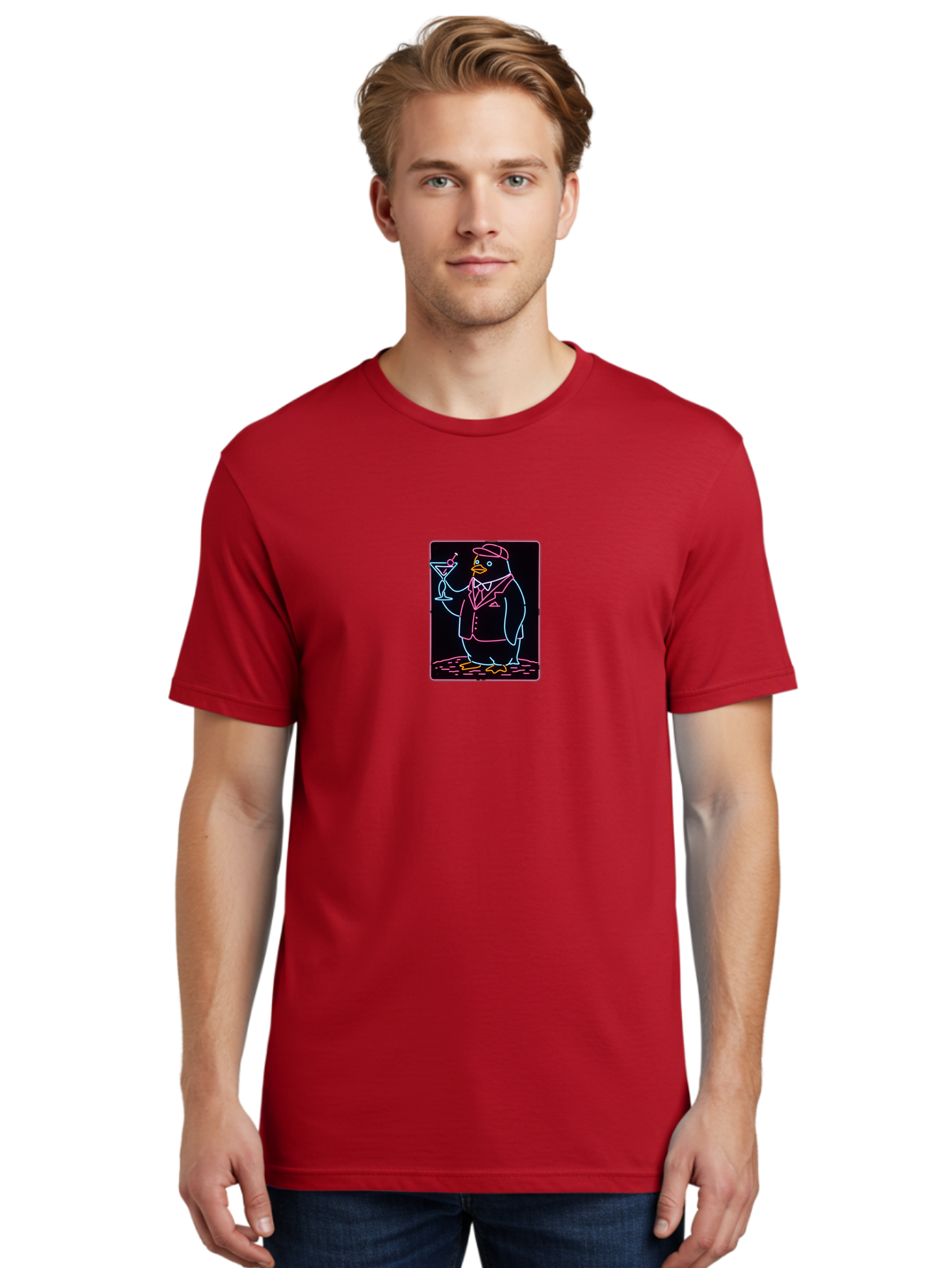 Penguin-With-Cocktail-1 Men'S Graphic Tee, 100% Cotton, Comfortable Casual Summer Wear, Machine Washable, Vintage Camera, Old Camera, Antique Camera, Black Camera, Classic Photography, Photography Equipment, Nostalgic Device, Film Camera, Baf992