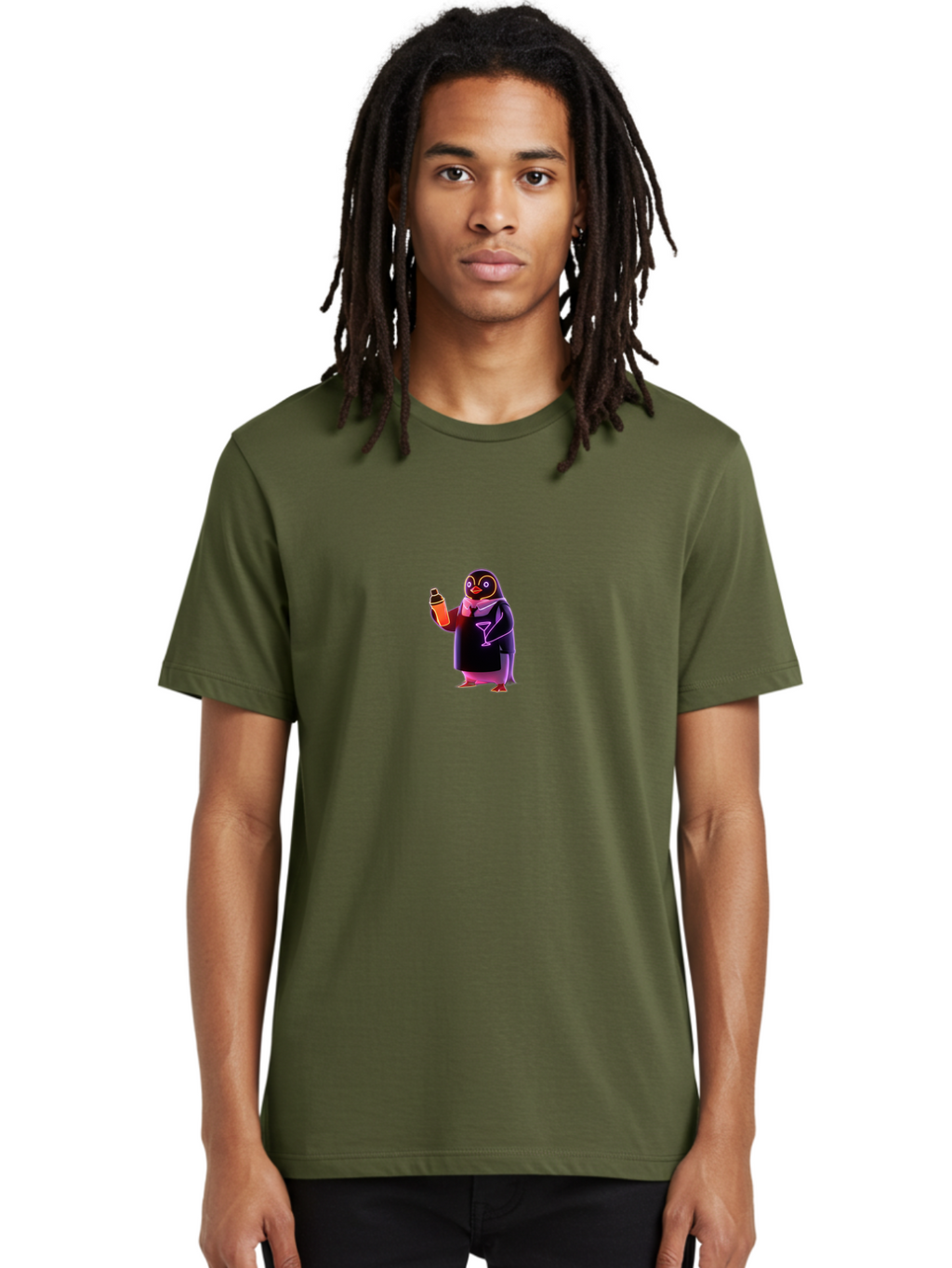 Penguin-With-Cocktail Men'S Graphic Tee, 100% Cotton, Comfortable Casual Summer Wear, Machine Washable, Vintage Camera, Old Camera, Antique Camera, Black Camera, Classic Photography, Photography Equipment, Nostalgic Device, Film Camera, Baf993