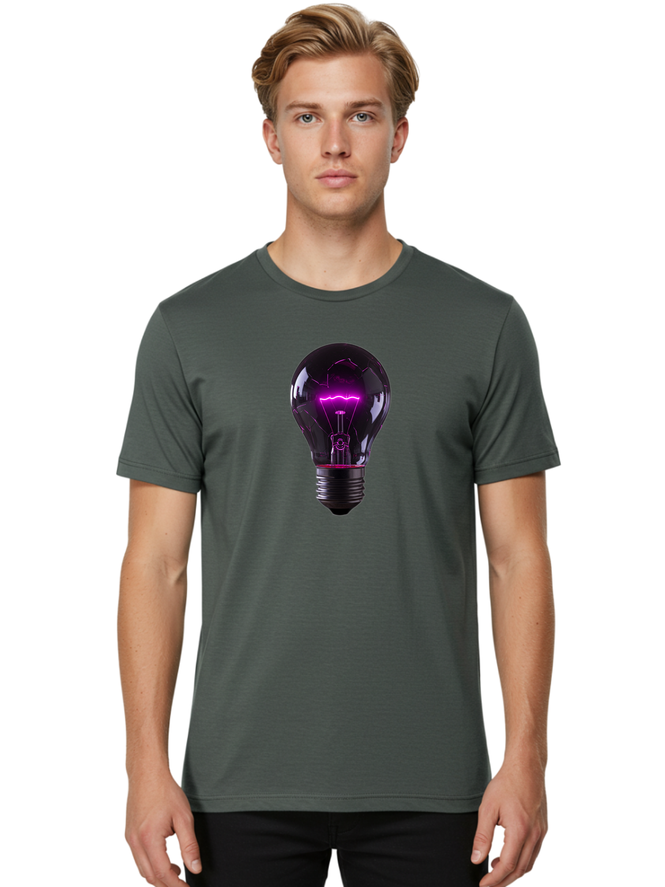 Purple-Light-Bulb Men'S Graphic Tee, 100% Cotton, Comfortable Casual Summer Wear, Machine Washable, Vintage Camera, Old Camera, Antique Camera, Black Camera, Classic Photography, Photography Equipment, Nostalgic Device, Film Camera, Camera Art Bag000