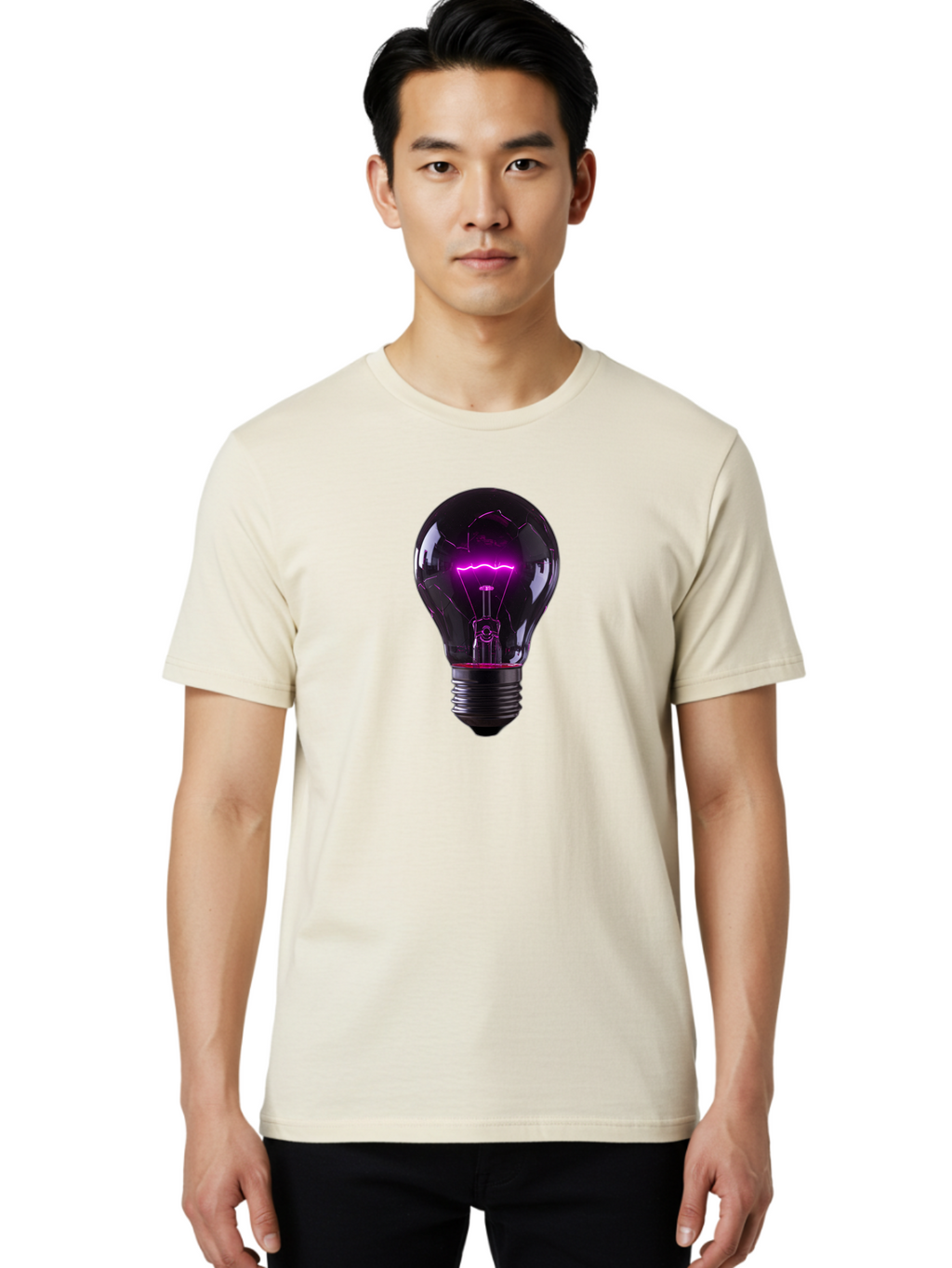 Purple-Light-Bulb Men'S Graphic Tee, 100% Cotton, Comfortable Casual Summer Wear, Machine Washable, Vintage Camera, Old Camera, Antique Camera, Black Camera, Classic Photography, Photography Equipment, Nostalgic Device, Film Camera, Camera Art Bag000