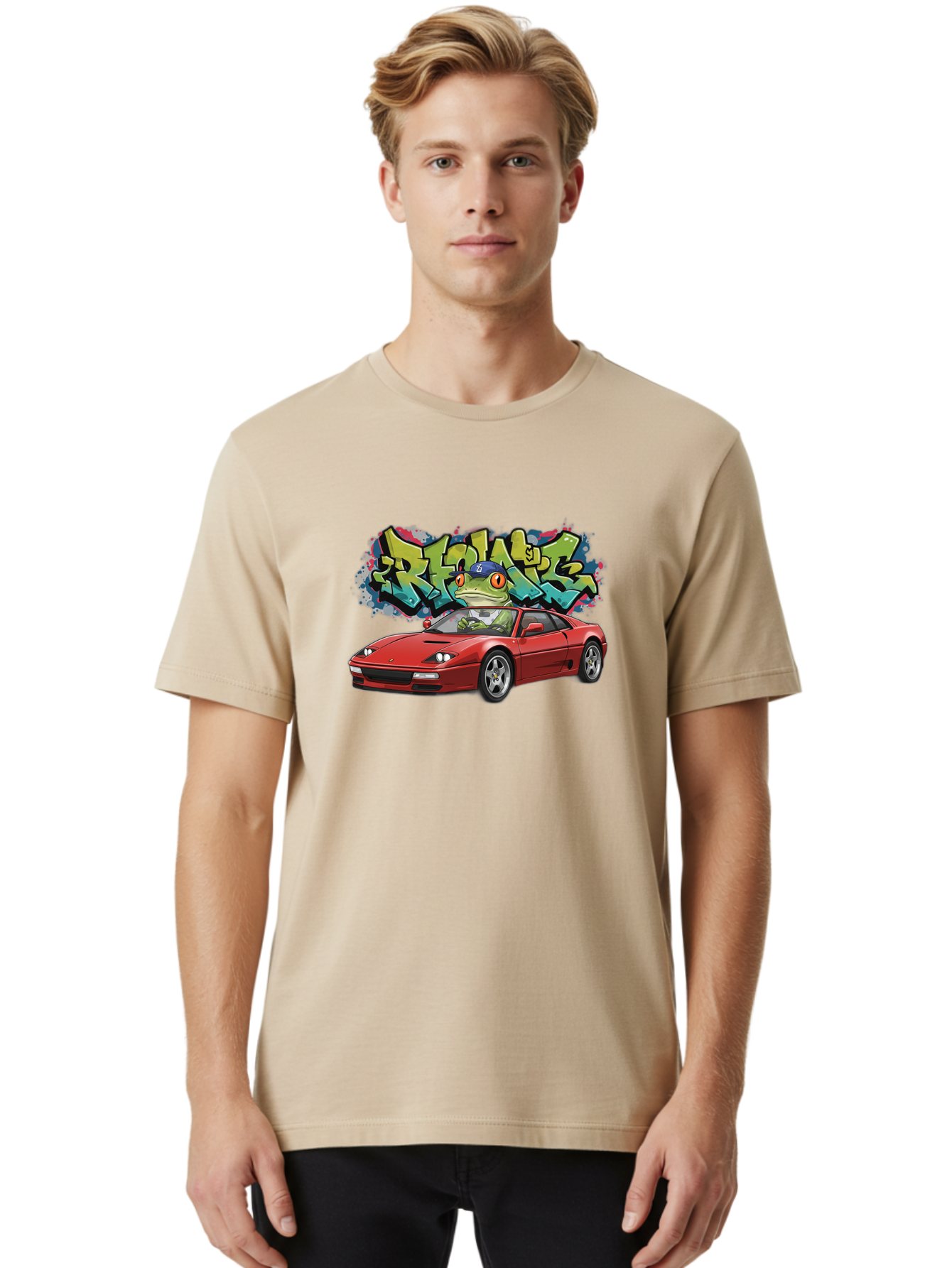Ribbit-Ferrari Men'S Graphic Tee, 100% Cotton, Comfortable Casual Summer Wear, Machine Washable, Vintage Camera, Old Camera, Antique Camera, Black Camera, Classic Photography, Photography Equipment, Nostalgic Device, Film Camera, Camera Art Bag002