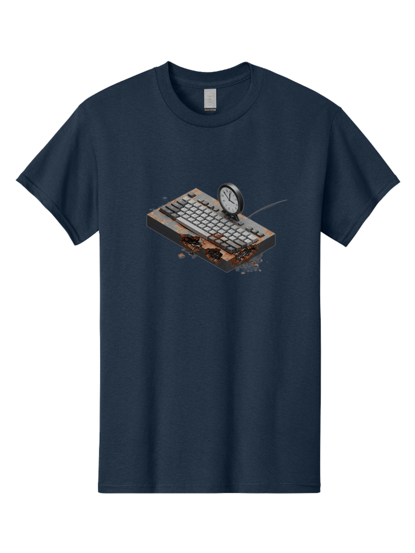 Rusty-Keyboard-And-Clock Men'S Graphic Tee, 100% Cotton, Comfortable Casual Summer Wear, Machine Washable, Vintage Camera, Old Camera, Antique Camera, Black Camera, Classic Photography, Photography Equipment, Nostalgic Device, Film Camera, Bag003