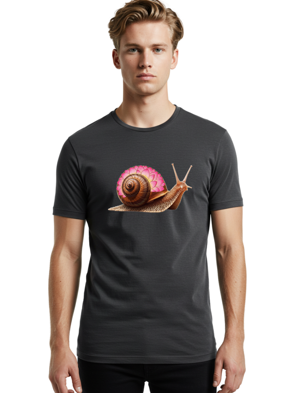 Snail-With-Lotus-Flower-Shell Men'S Graphic Tee, 100% Cotton, Comfortable Casual Summer Wear, Machine Washable, Vintage Camera, Old Camera, Antique Camera, Black Camera, Classic Photography, Photography Equipment, Nostalgic Device, Bag023