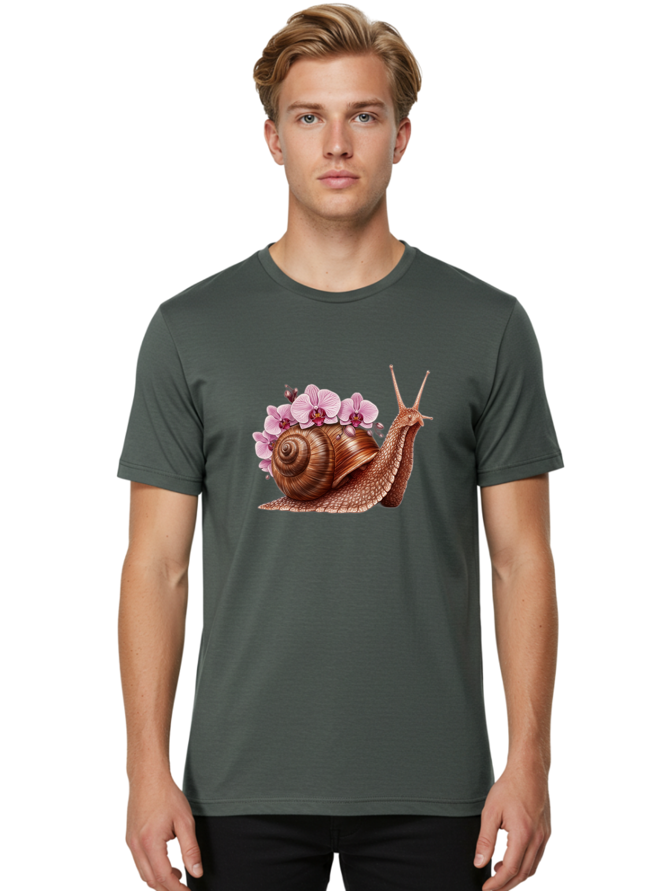 Snail-With-Orchids Men'S Graphic Tee, 100% Cotton, Comfortable Casual Summer Wear, Machine Washable, Vintage Camera, Old Camera, Antique Camera, Black Camera, Classic Photography, Photography Equipment, Nostalgic Device, Film Camera, Bag024