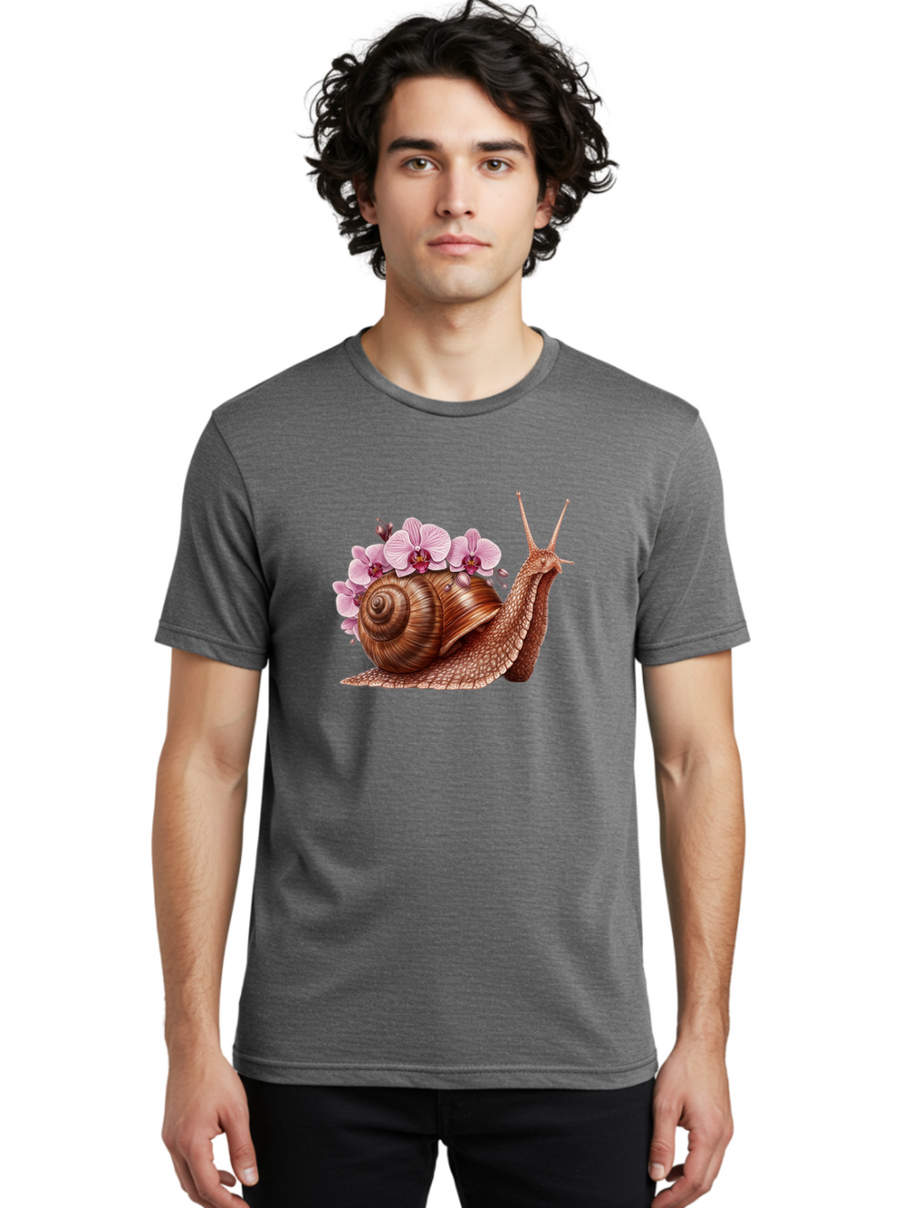 Snail-With-Orchids Men'S Graphic Tee, 100% Cotton, Comfortable Casual Summer Wear, Machine Washable, Vintage Camera, Old Camera, Antique Camera, Black Camera, Classic Photography, Photography Equipment, Nostalgic Device, Film Camera, Bag024