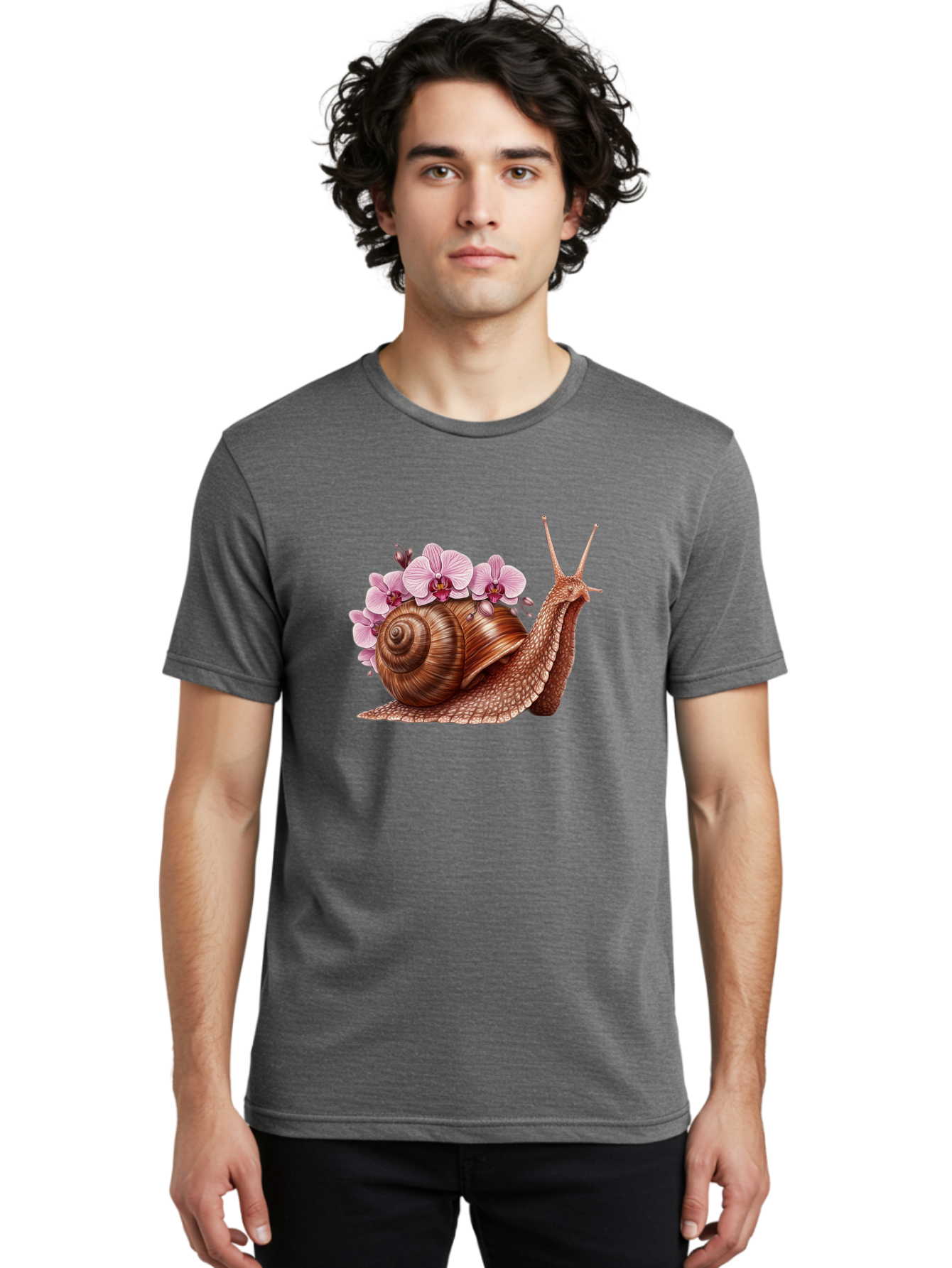 Snail-With-Orchids Men'S Graphic Tee, 100% Cotton, Comfortable Casual Summer Wear, Machine Washable, Vintage Camera, Old Camera, Antique Camera, Black Camera, Classic Photography, Photography Equipment, Nostalgic Device, Film Camera, Bag024