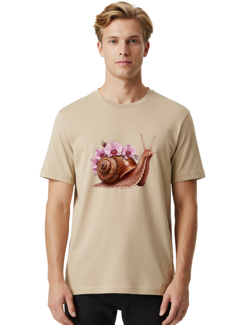 Snail-With-Orchids Men'S Graphic Tee, 100% Cotton, Comfortable Casual Summer Wear, Machine Washable, Vintage Camera, Old Camera, Antique Camera, Black Camera, Classic Photography, Photography Equipment, Nostalgic Device, Film Camera, Bag024